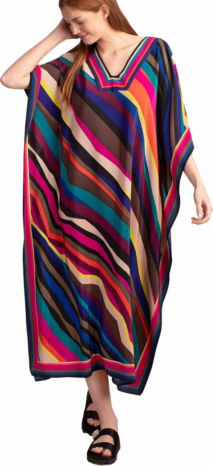 Venasha Womens Caftan Floral Print Kaftan Dress Short Sleeve Swimsuit Cover up Loungewear for Summer