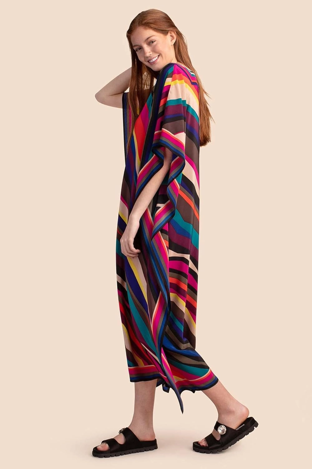 Venasha Womens Caftan Floral Print Kaftan Dress Short Sleeve Swimsuit Cover up Loungewear for Summer