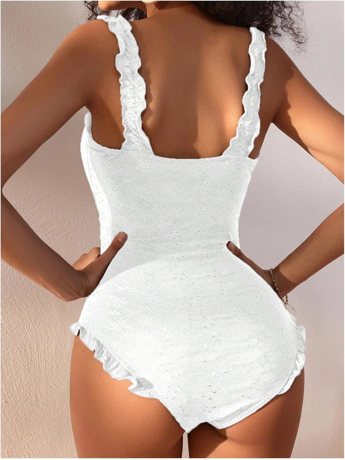 Verdusa Women's Cut Out One Piece Swimsuit Frill Trim Tummy Control Bathing Suit