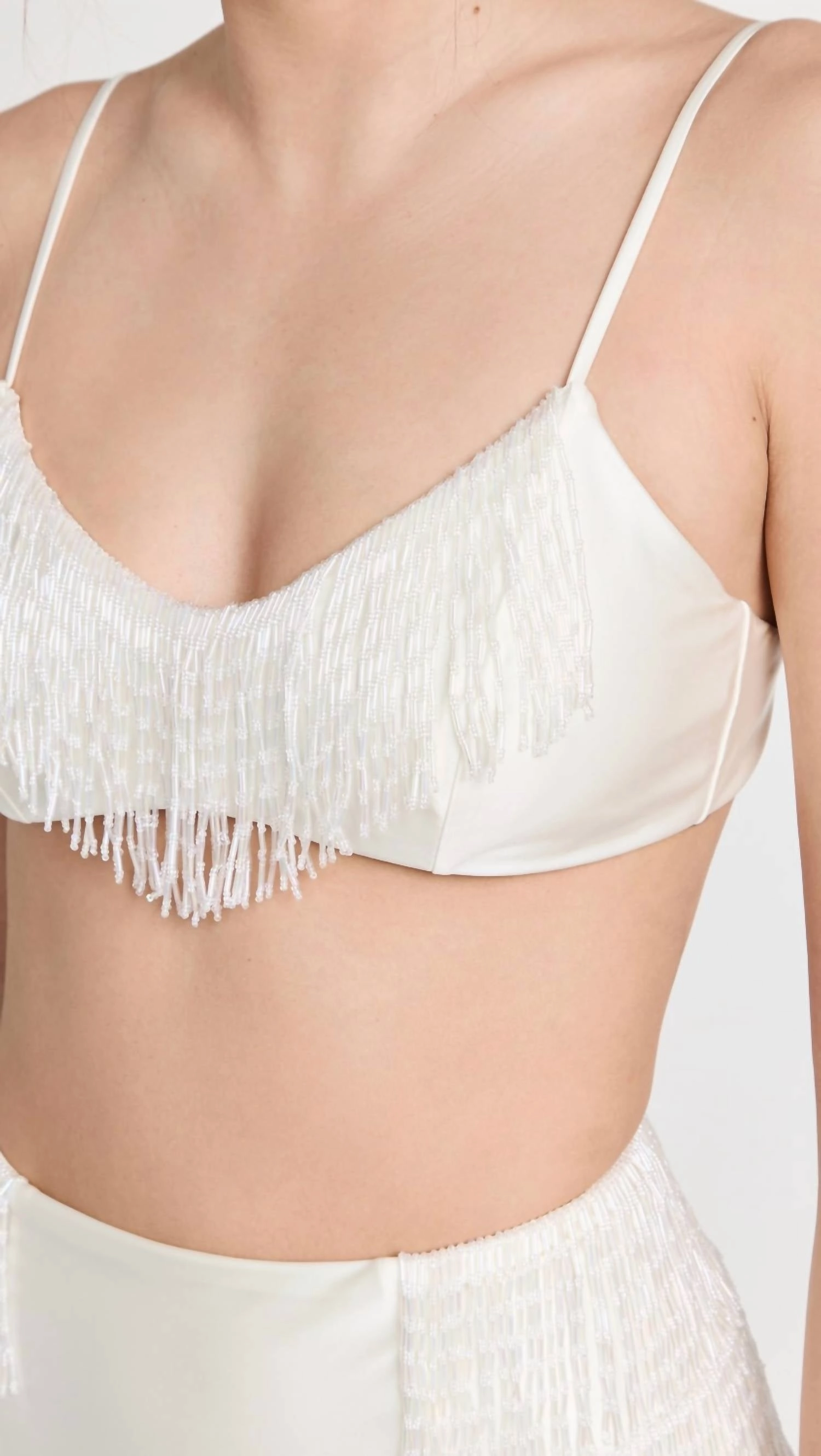 Violet Bikini Top In Off-White Satin
