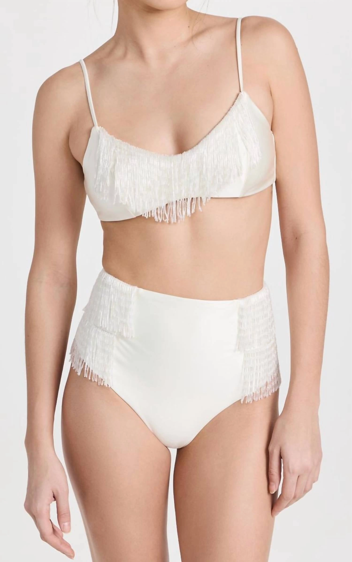 Violet Bikini Top In Off-White Satin