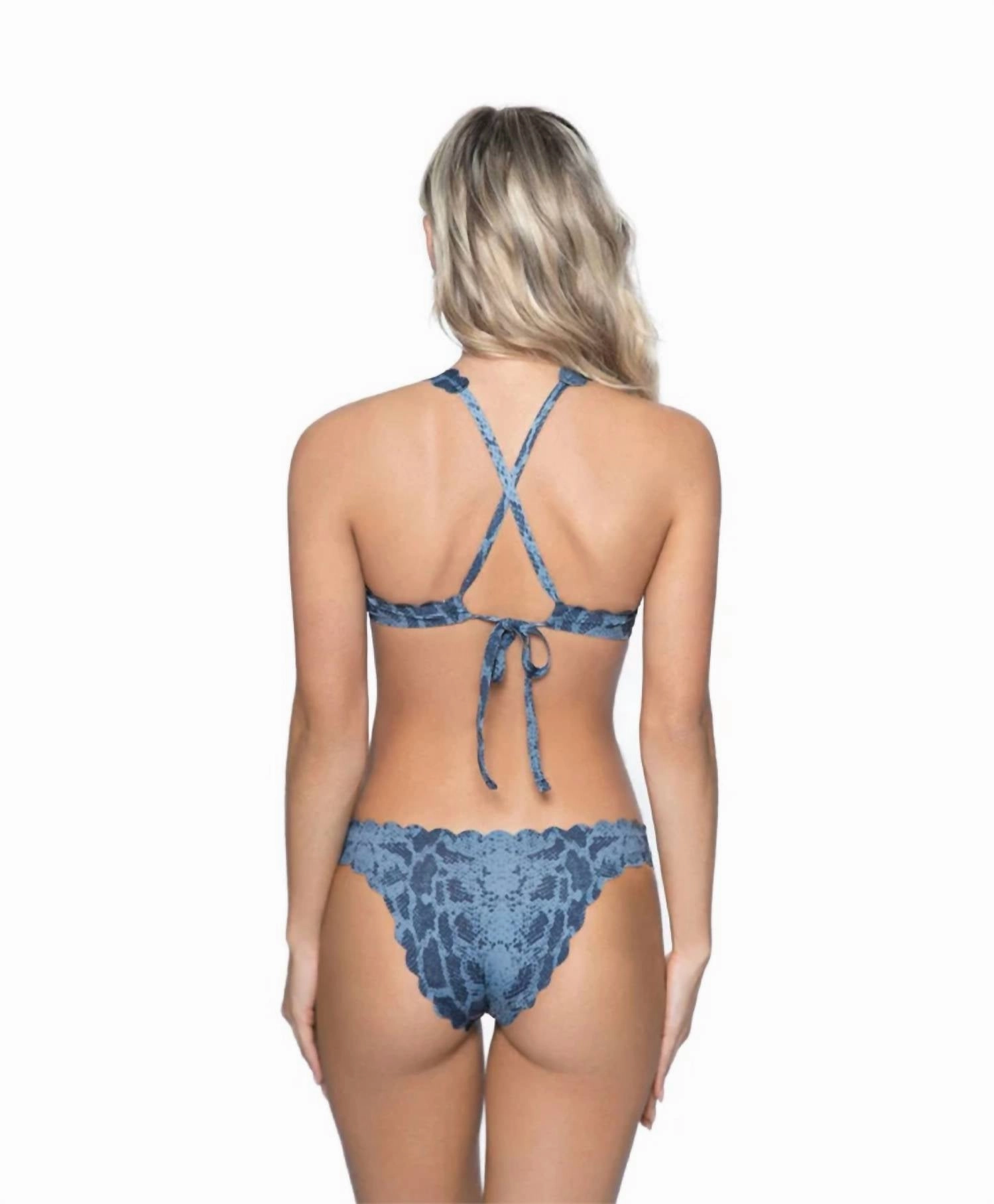 Viper Reversible Seamless Wave Halter Bikini In Blue