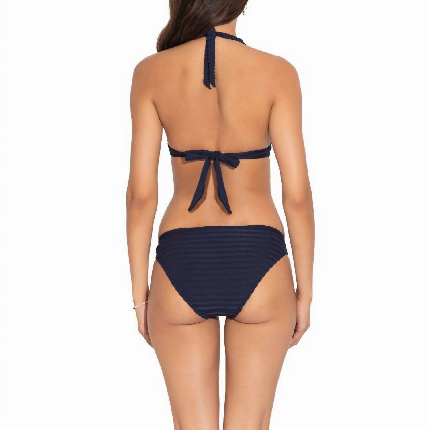 Waterbury Ottoman Stripe Ring Bikini Bottom In Navy