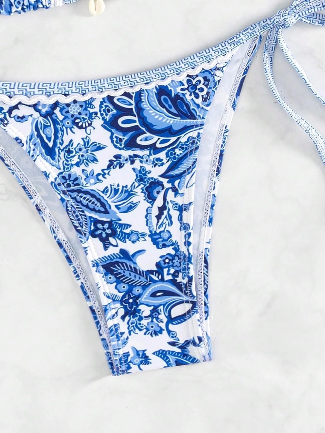 WDIRARA Women's 2 Piece Boho Swimsuits Floral Print Halter String Triangle Bikini Set Beach Bathing Suit