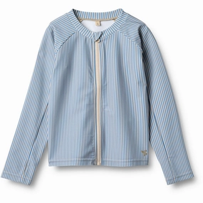 Wheat Blue Swim Stripe Swim T-Shirt L/S Zip Ada