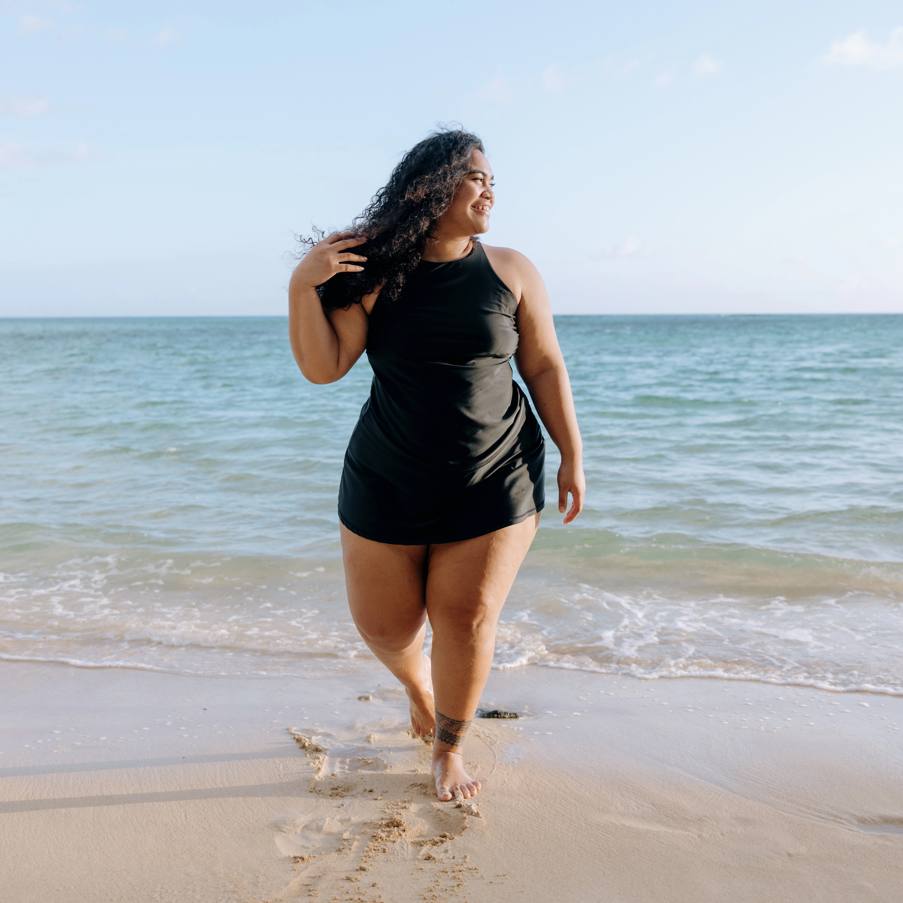Women???s High Neck Fitted Tankini Top | ???Black???
