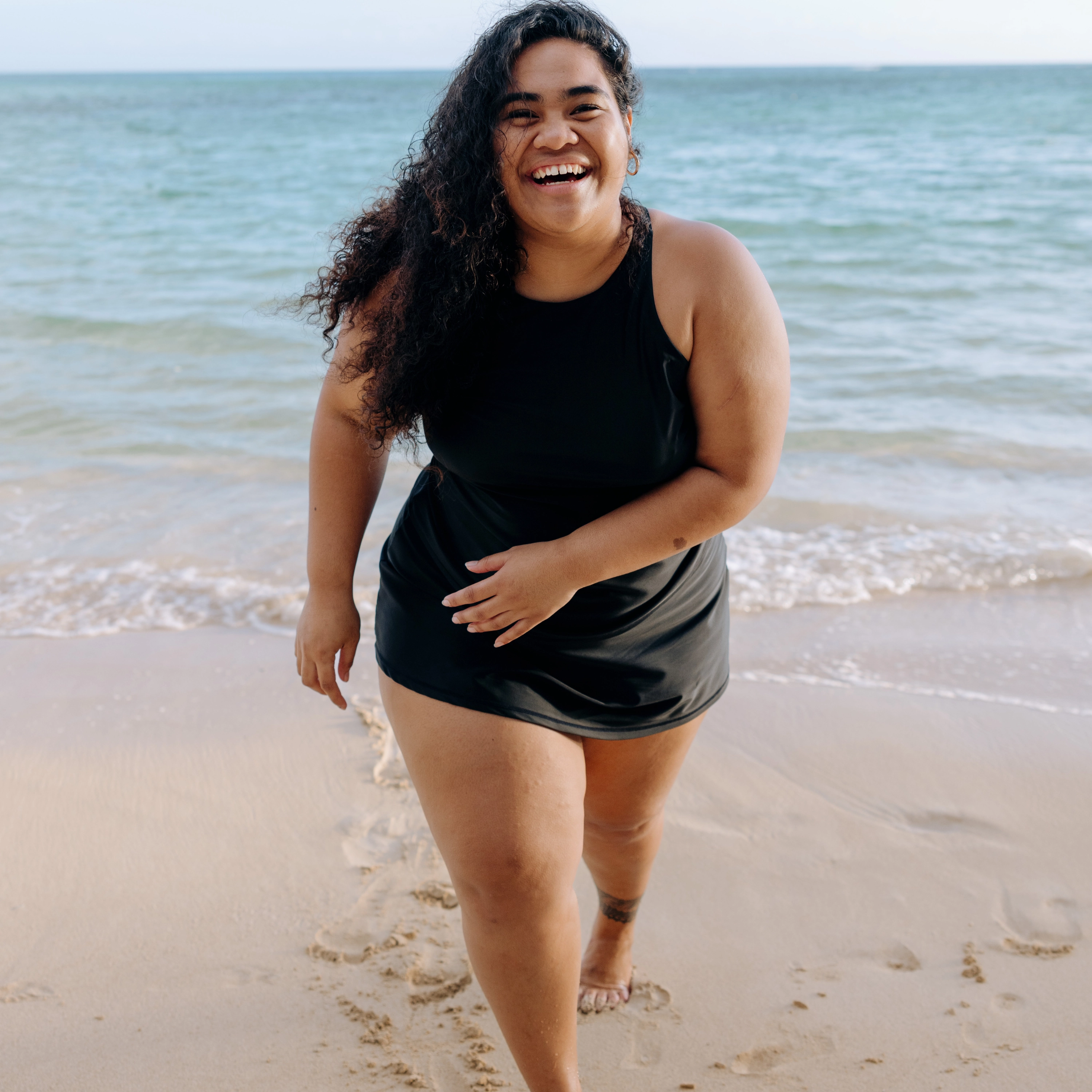 Women???s High Neck Fitted Tankini Top | ???Black???