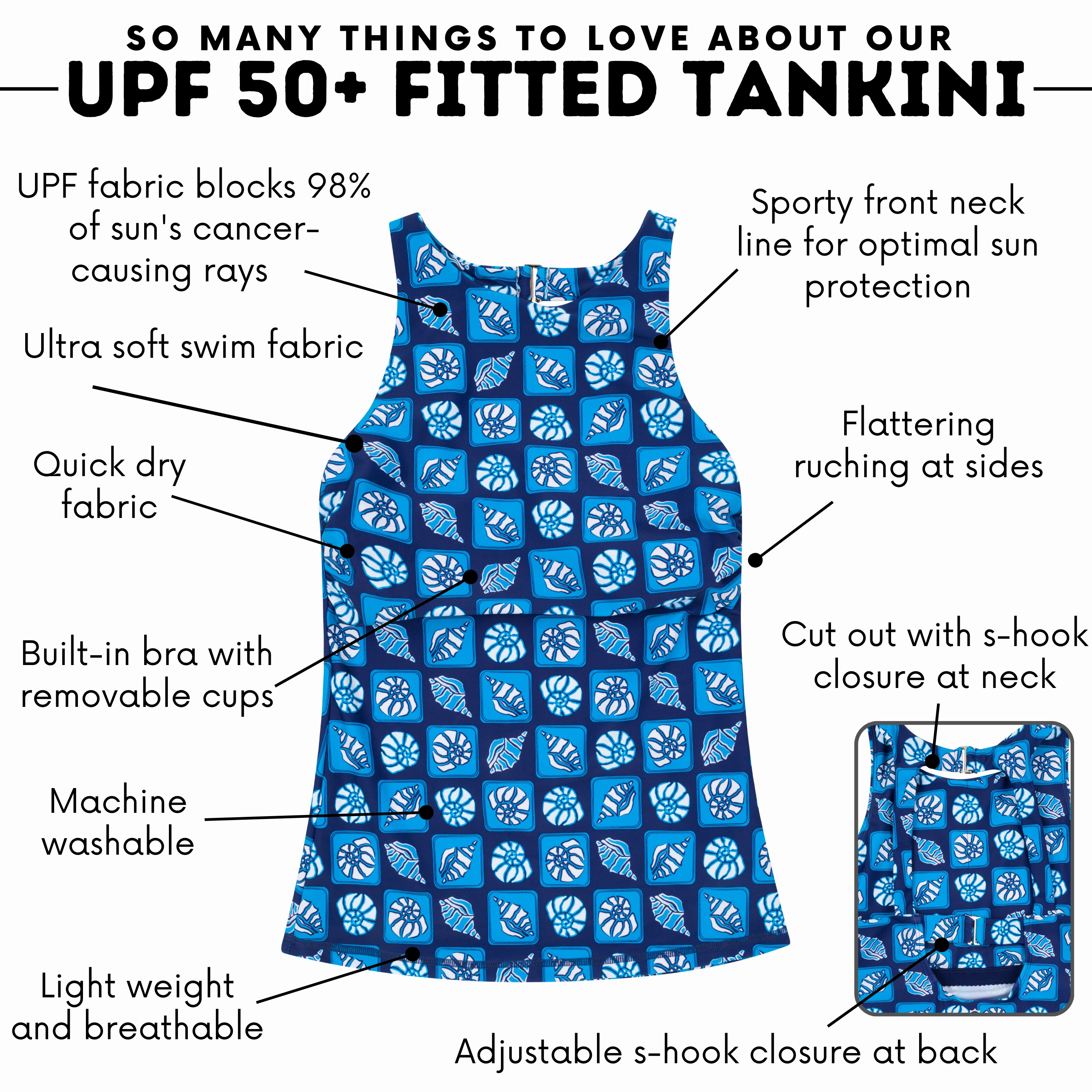 Women???s High Neck Fitted Tankini Top | ???Coastal"