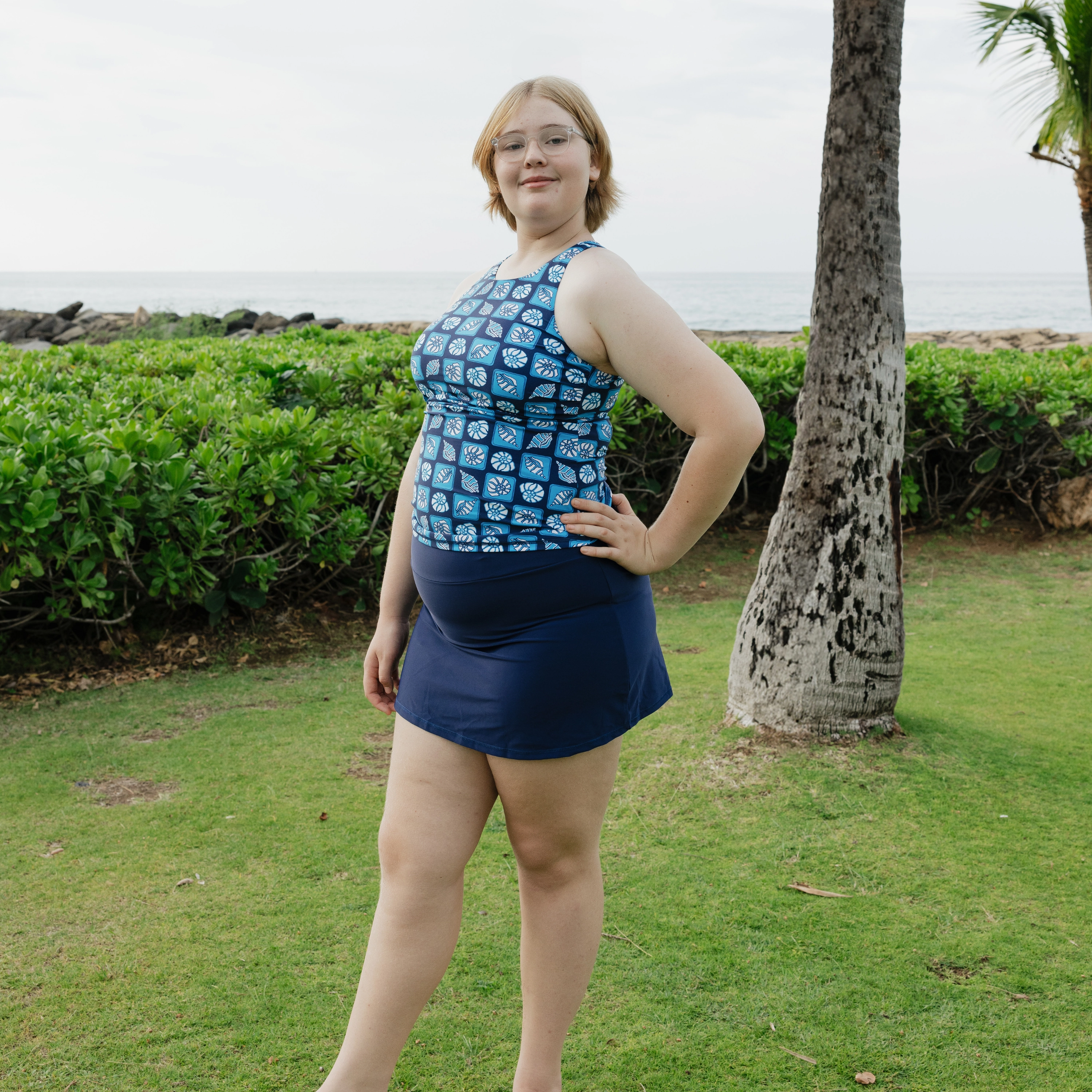 Women???s High Neck Fitted Tankini Top | ???Coastal"