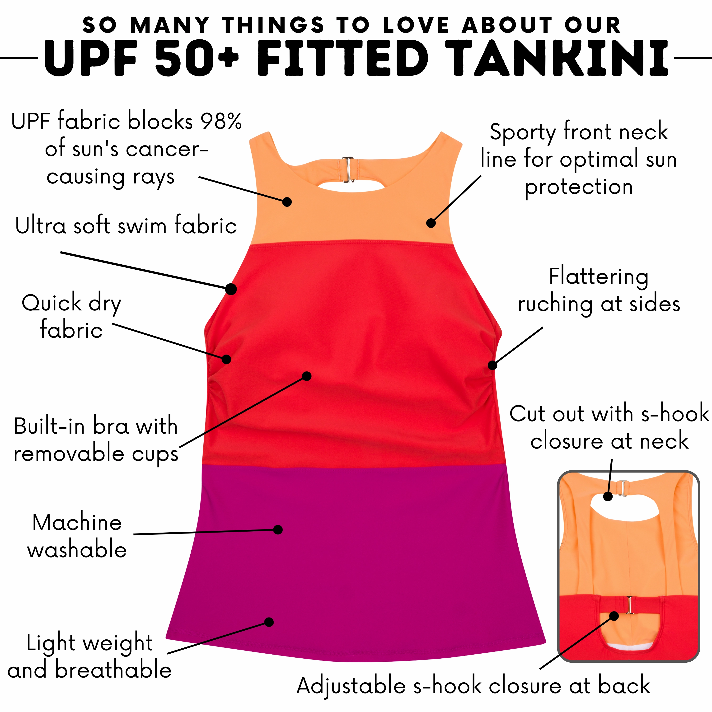 Women???s High Neck Fitted Tankini Top | ???Color Pop???