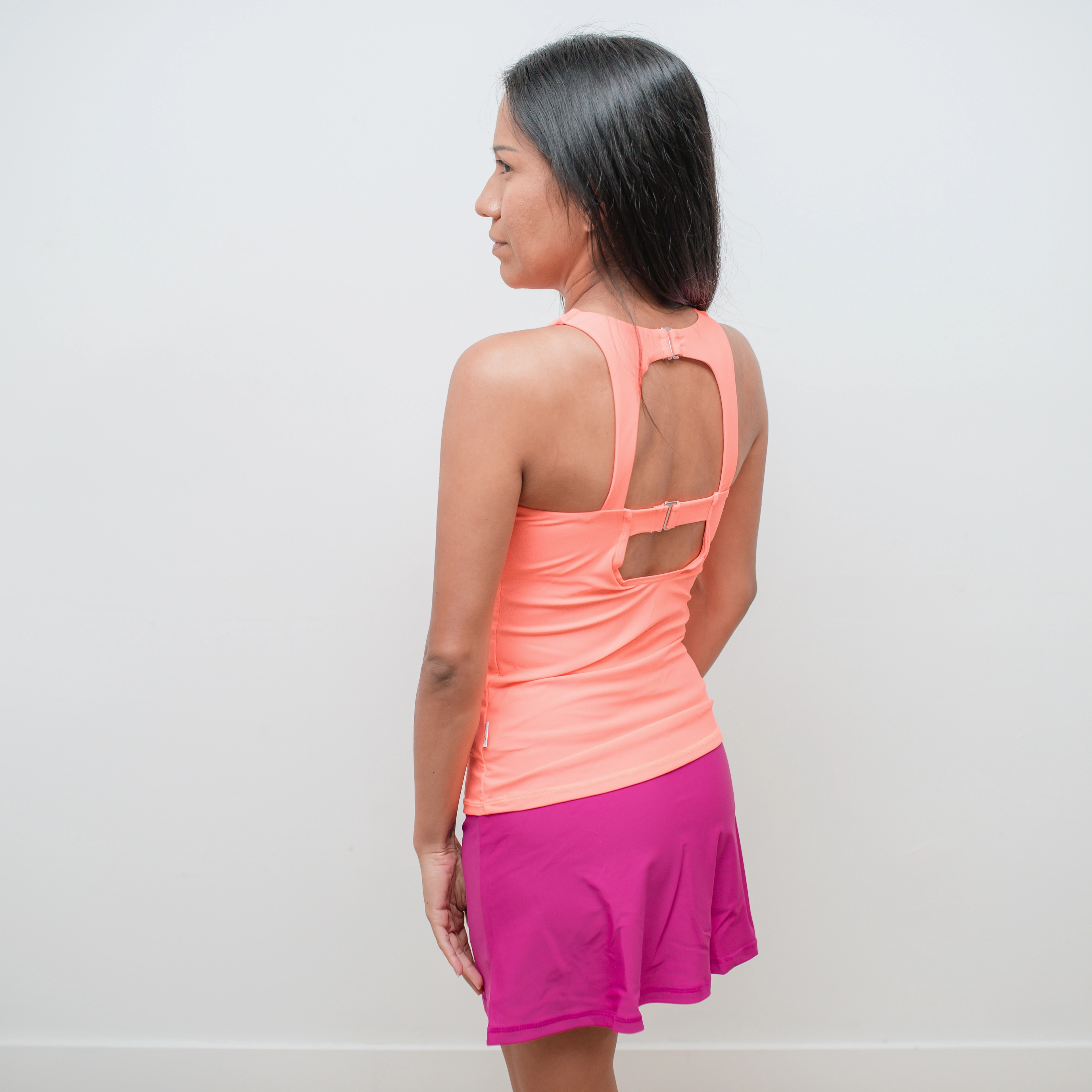 Women???s High Neck Fitted Tankini Top | ???Neon Orange"