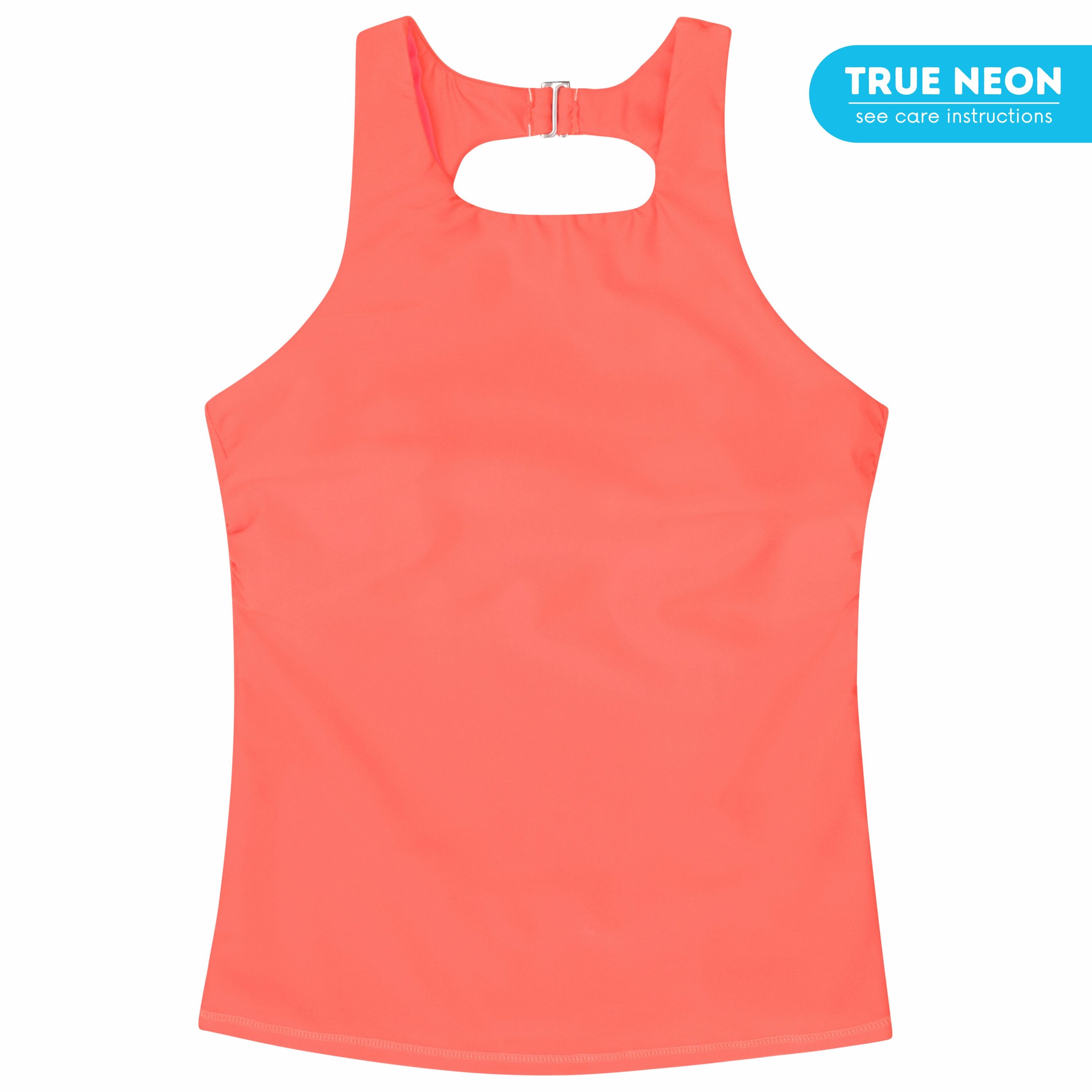 Women???s High Neck Fitted Tankini Top | ???Neon Orange"