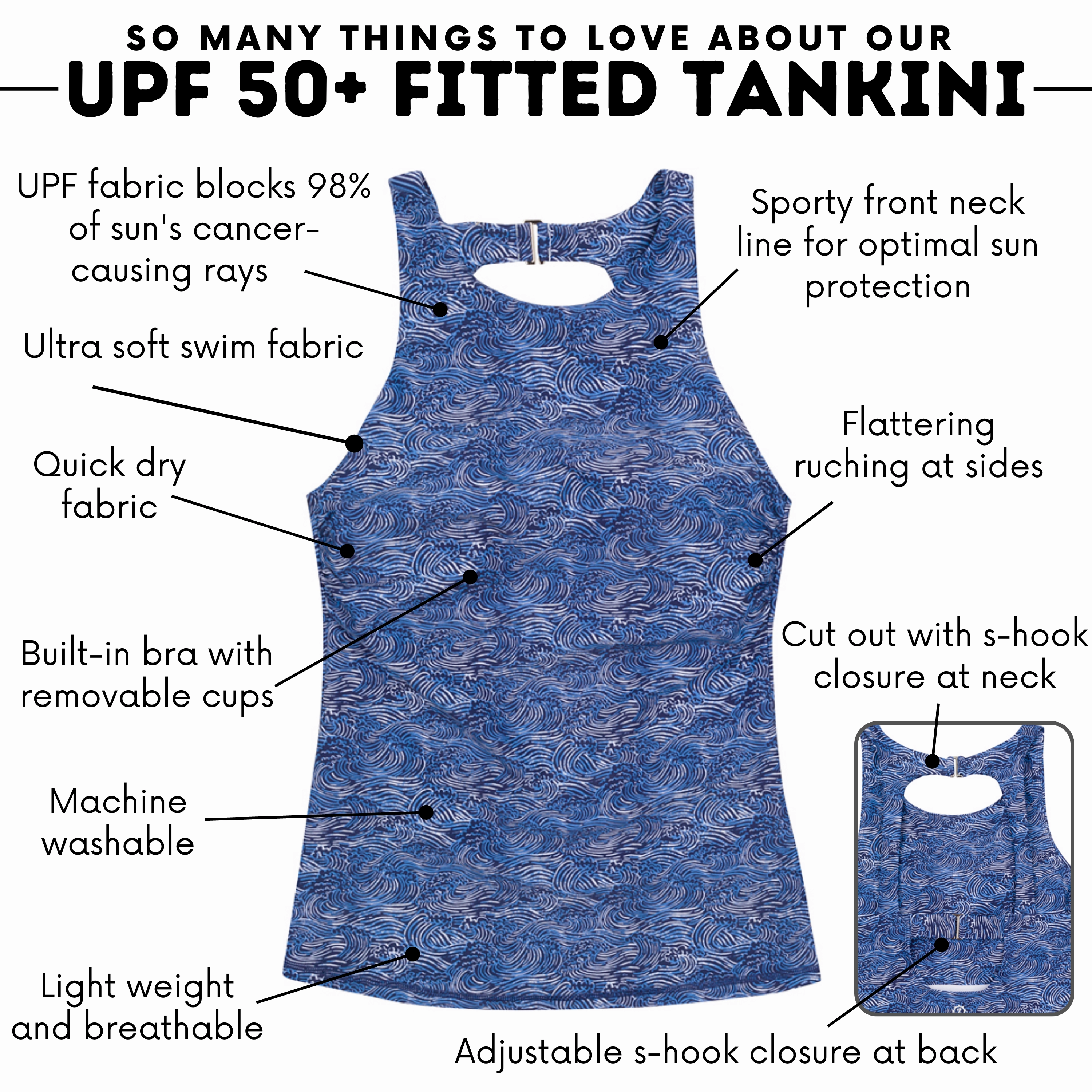 Women???s High Neck Fitted Tankini Top | ???Ocean Breeze???