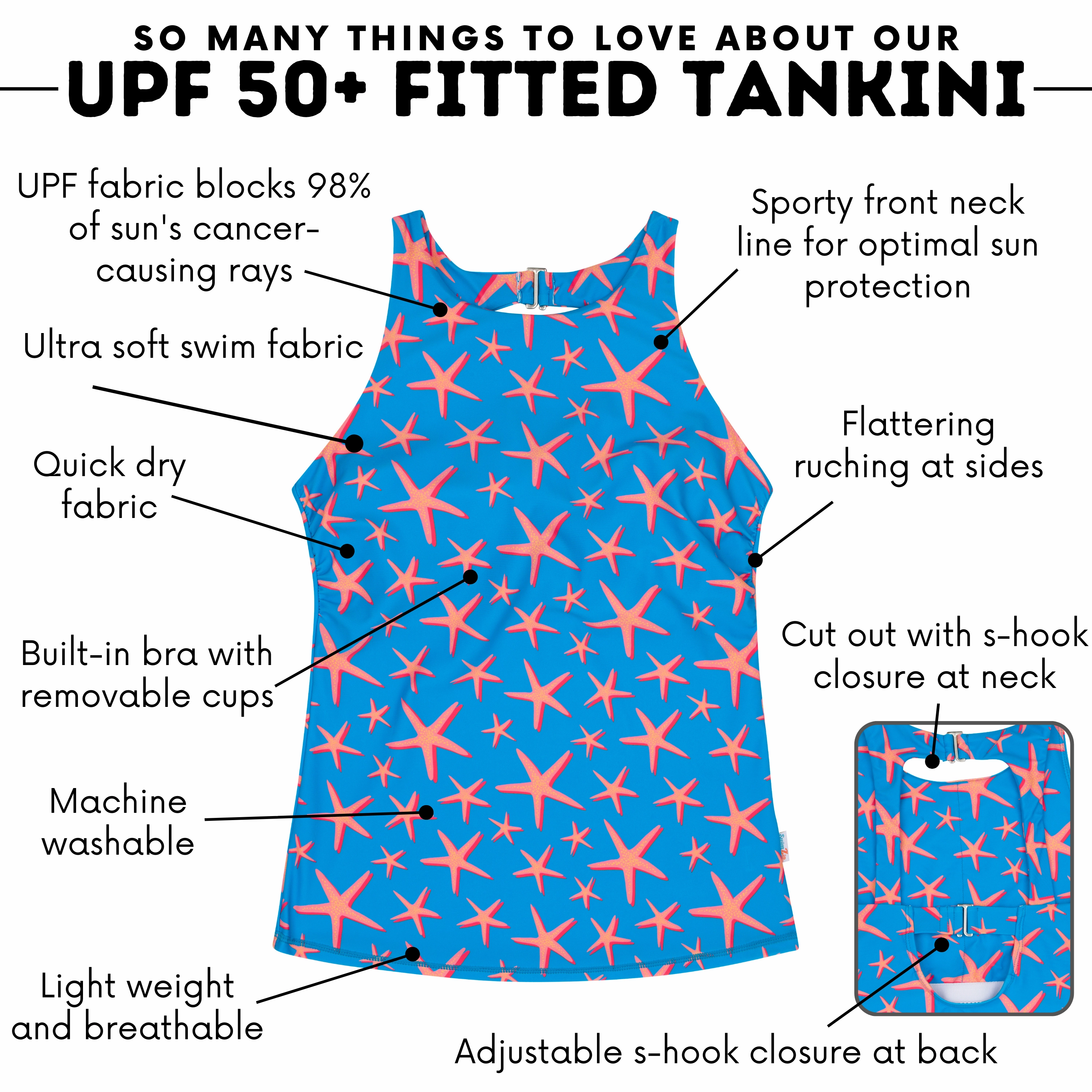 Women???s High Neck Fitted Tankini Top | ???Starfish???