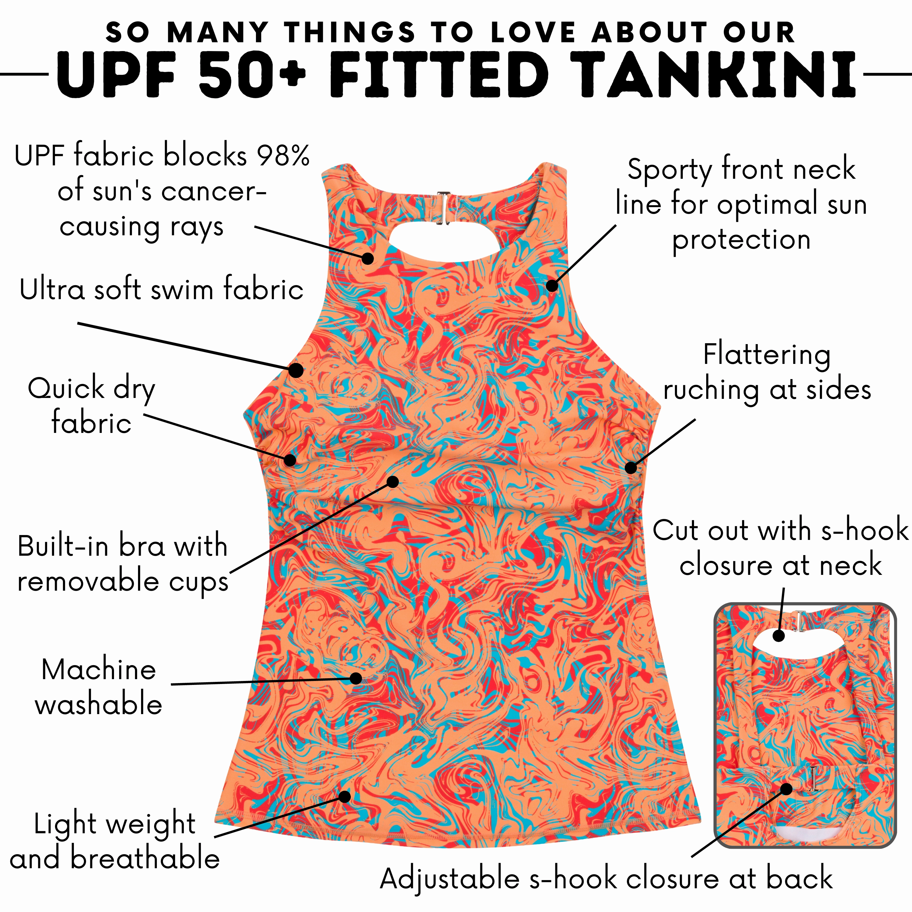 Women???s High Neck Fitted Tankini Top | ???Swirl???