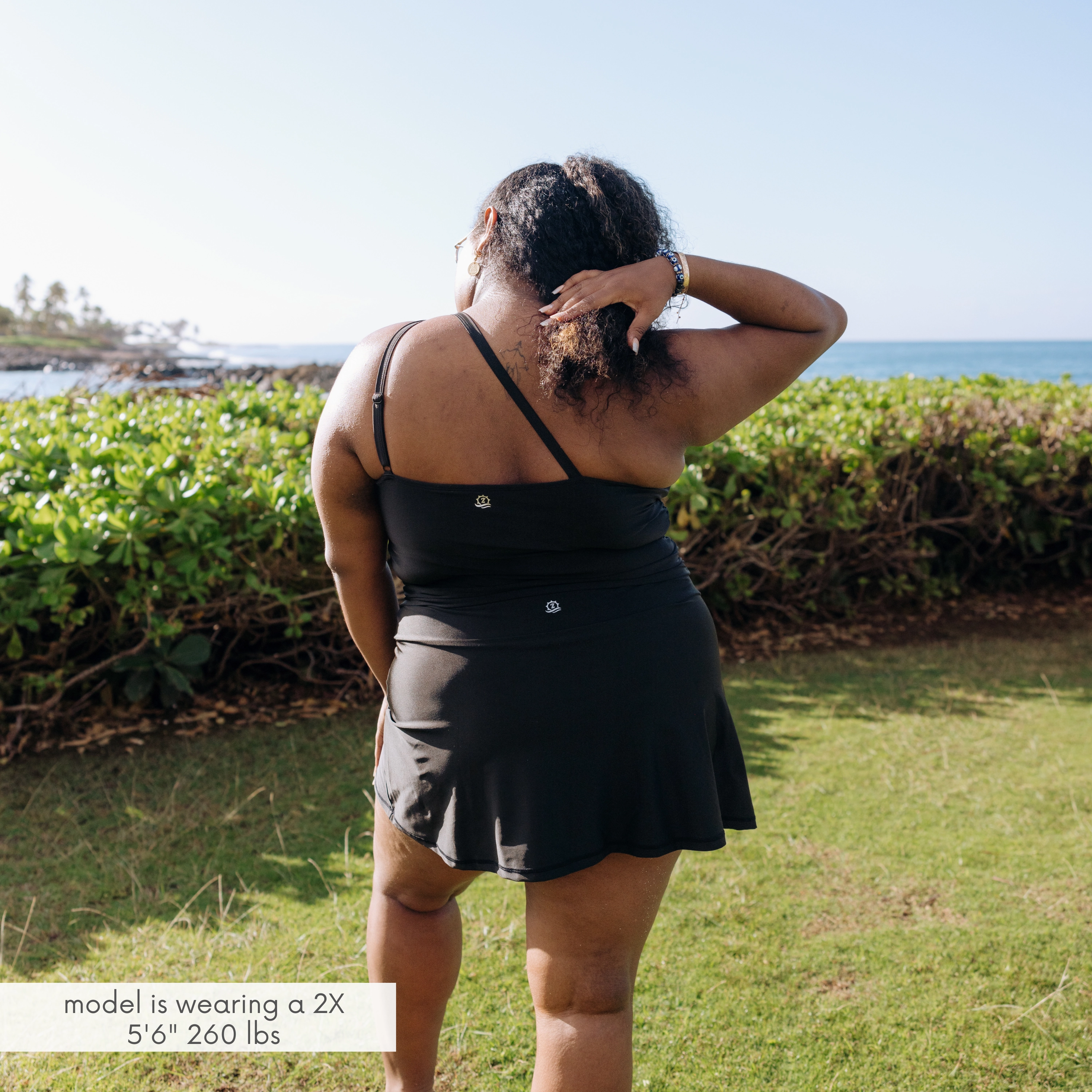 Women???s One Shoulder Crop Tankini Top | ???Black???