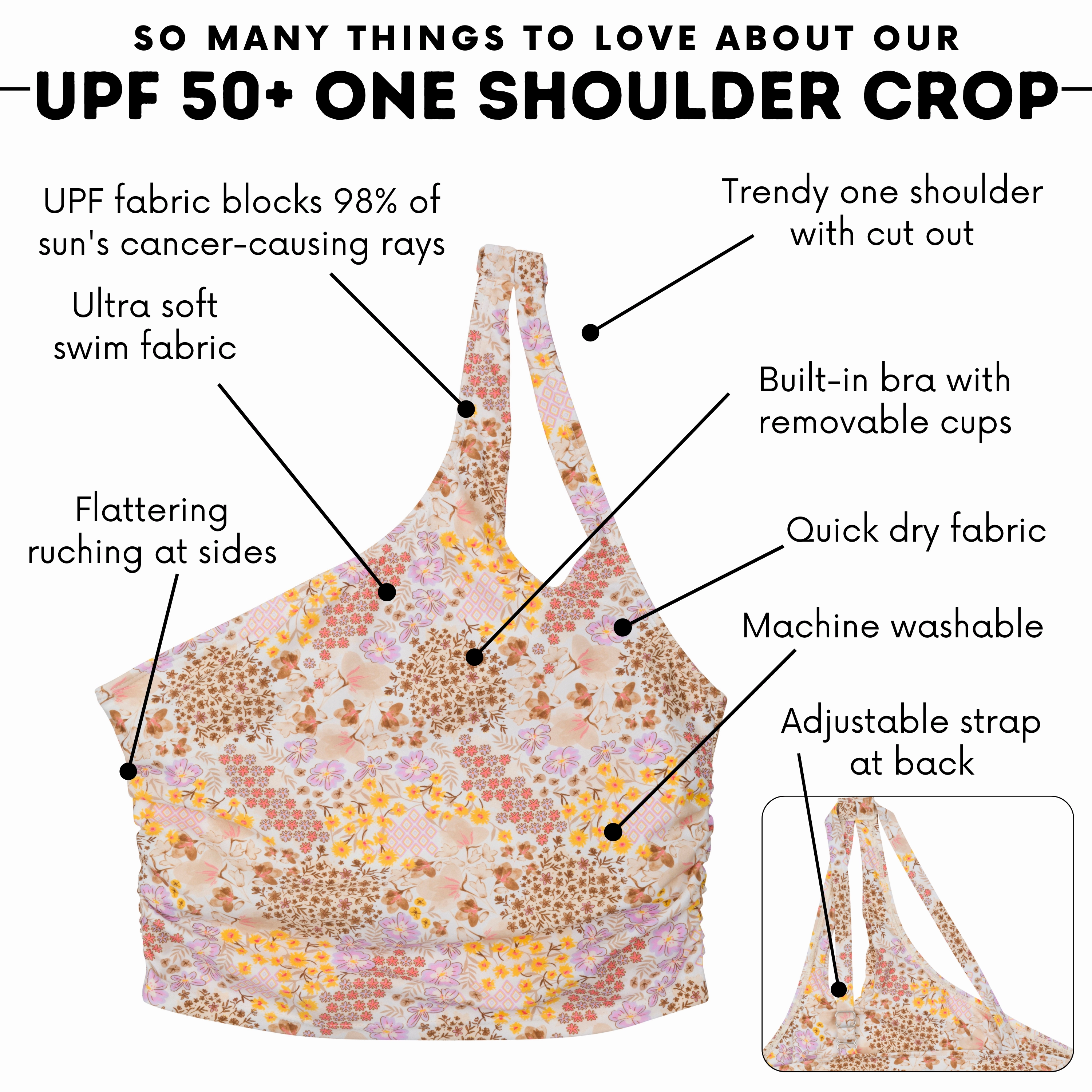 Women???s One Shoulder Crop Tankini Top | ???Meadows???