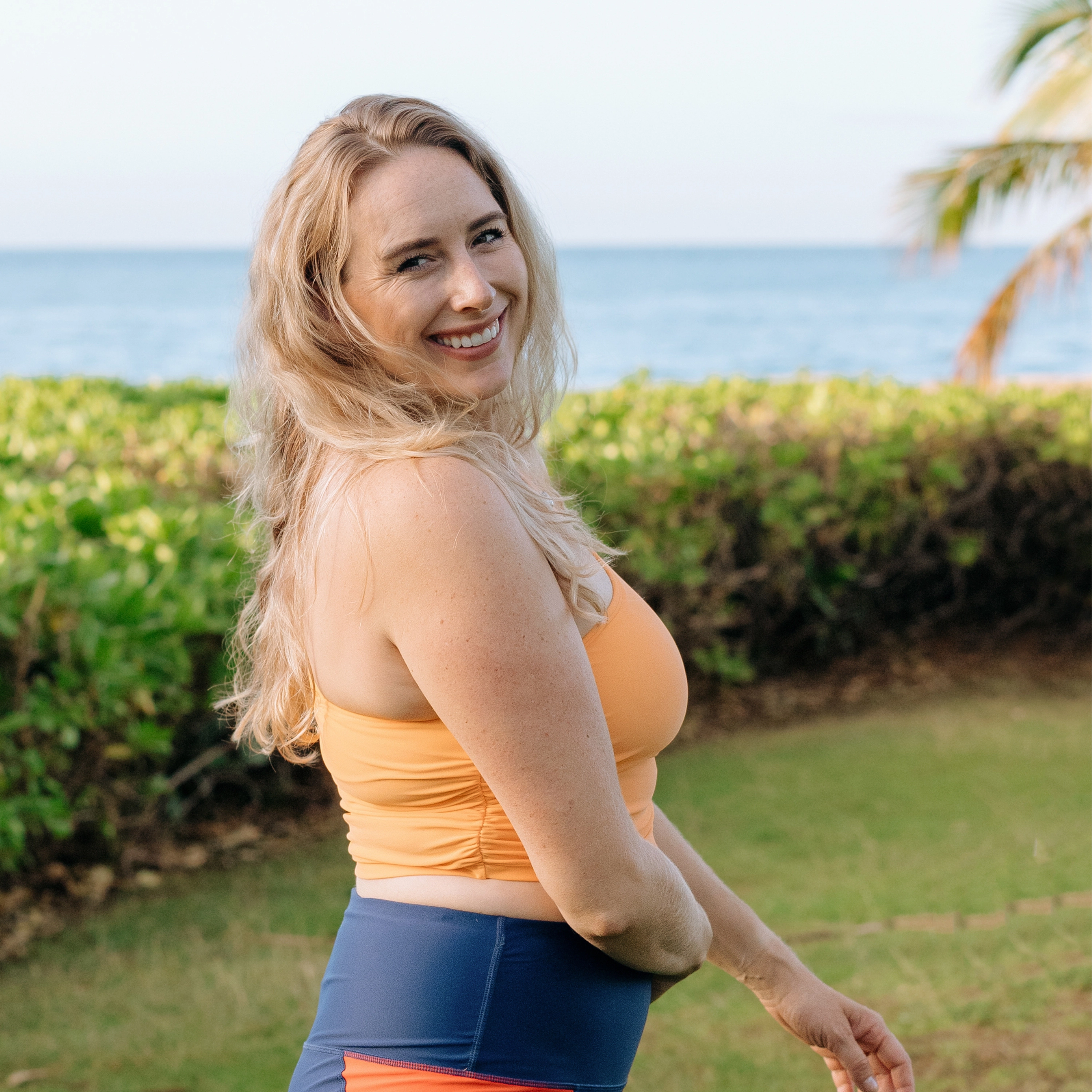 Women???s One Shoulder Crop Tankini Top | ???Paradise Orange???