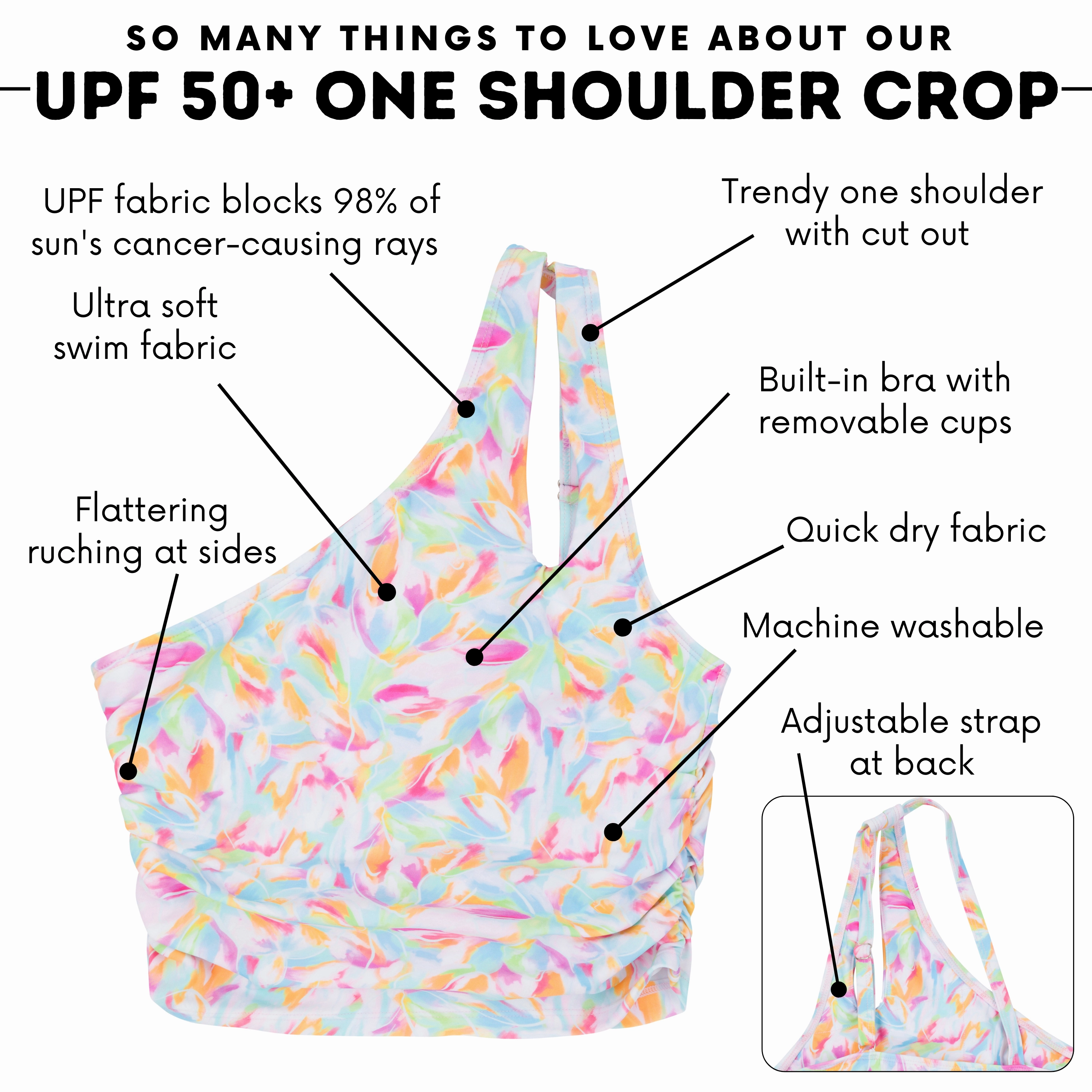 Women???s One Shoulder Crop Tankini Top | ???Petals"