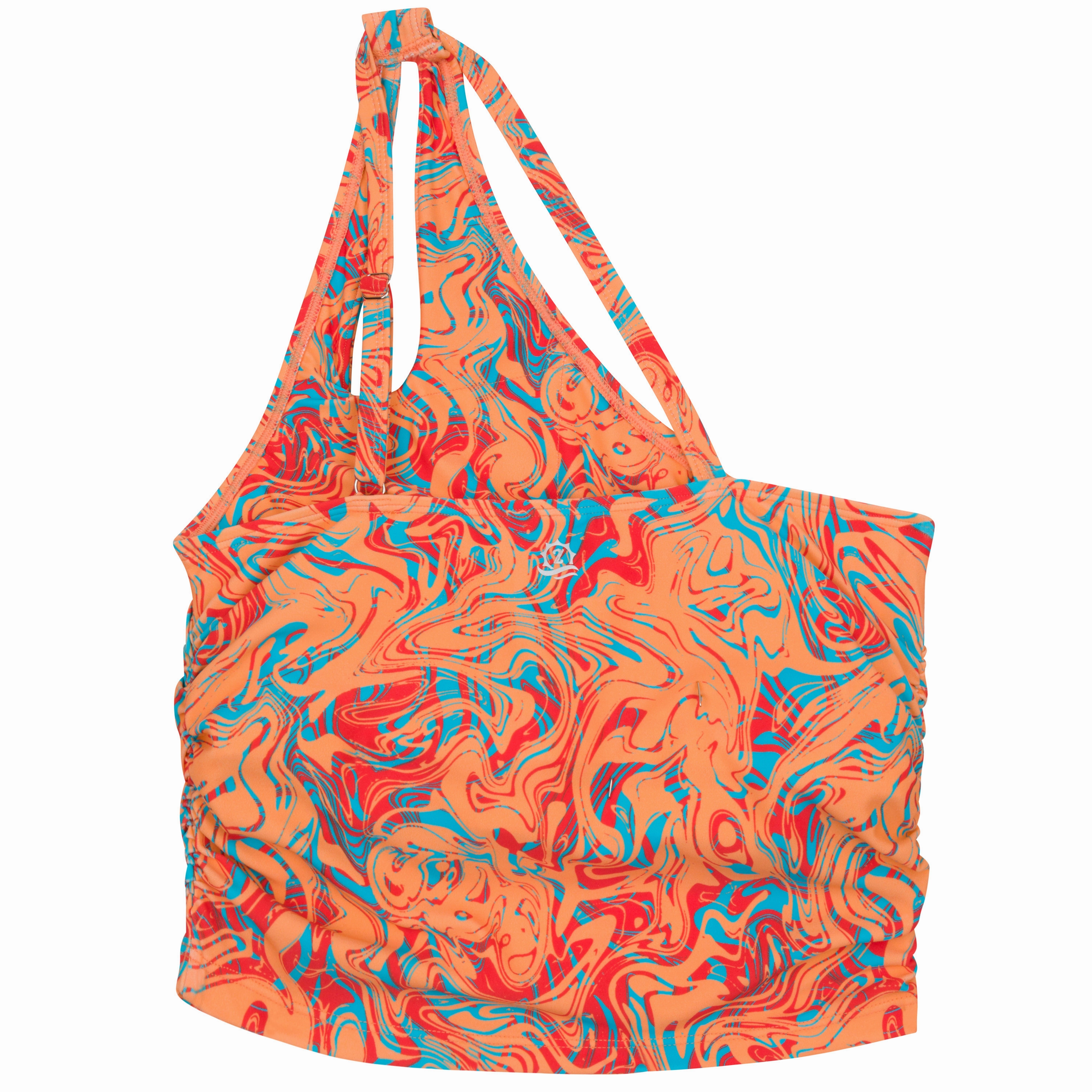 Women???s One Shoulder Crop Tankini Top | ???Swirl???