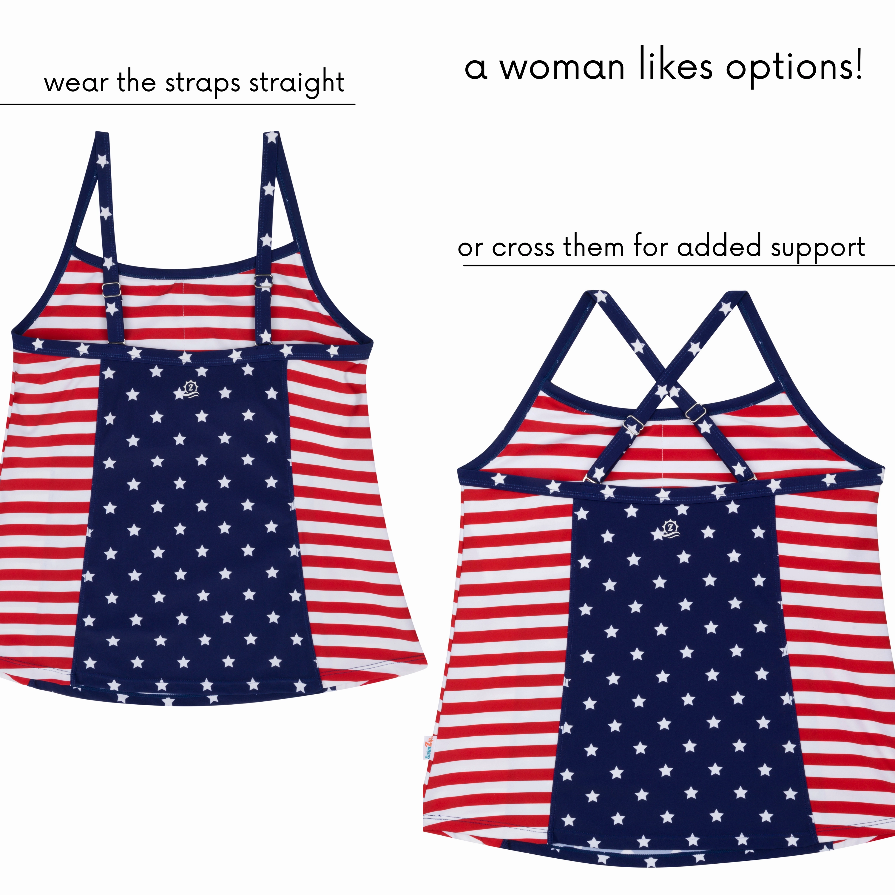 Women???s Strappy A-Line Tankini Top | ???Americana???