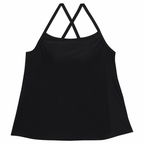Women???s Strappy A-Line Tankini Top | ???Black???