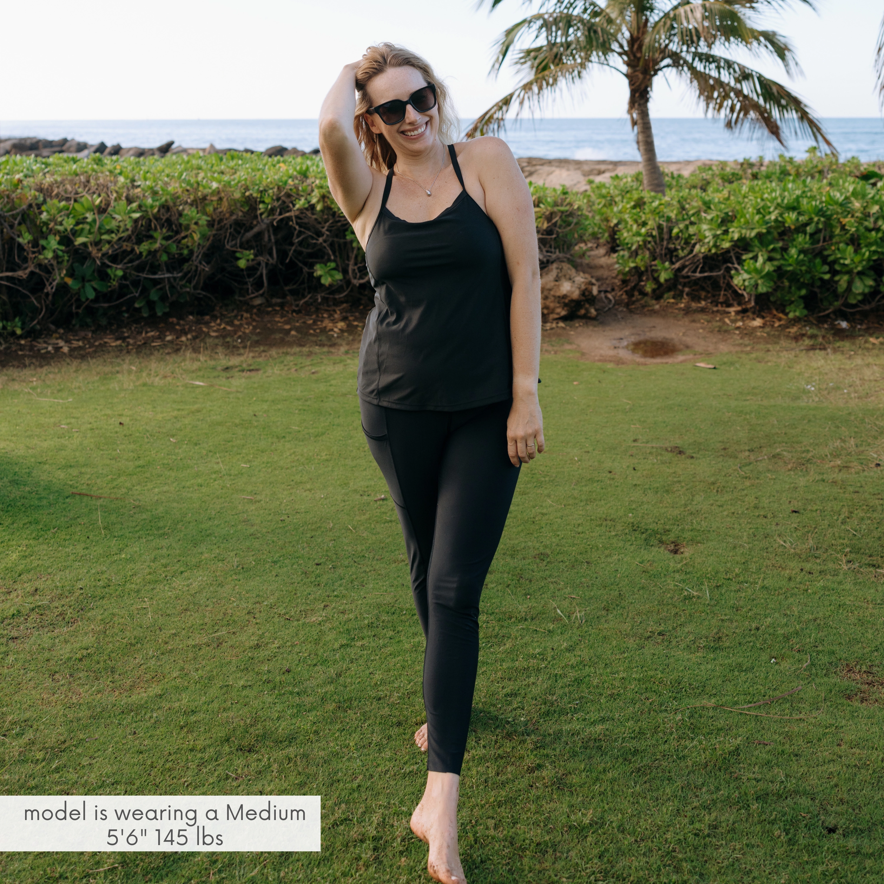 Women???s Strappy A-Line Tankini Top | ???Black???