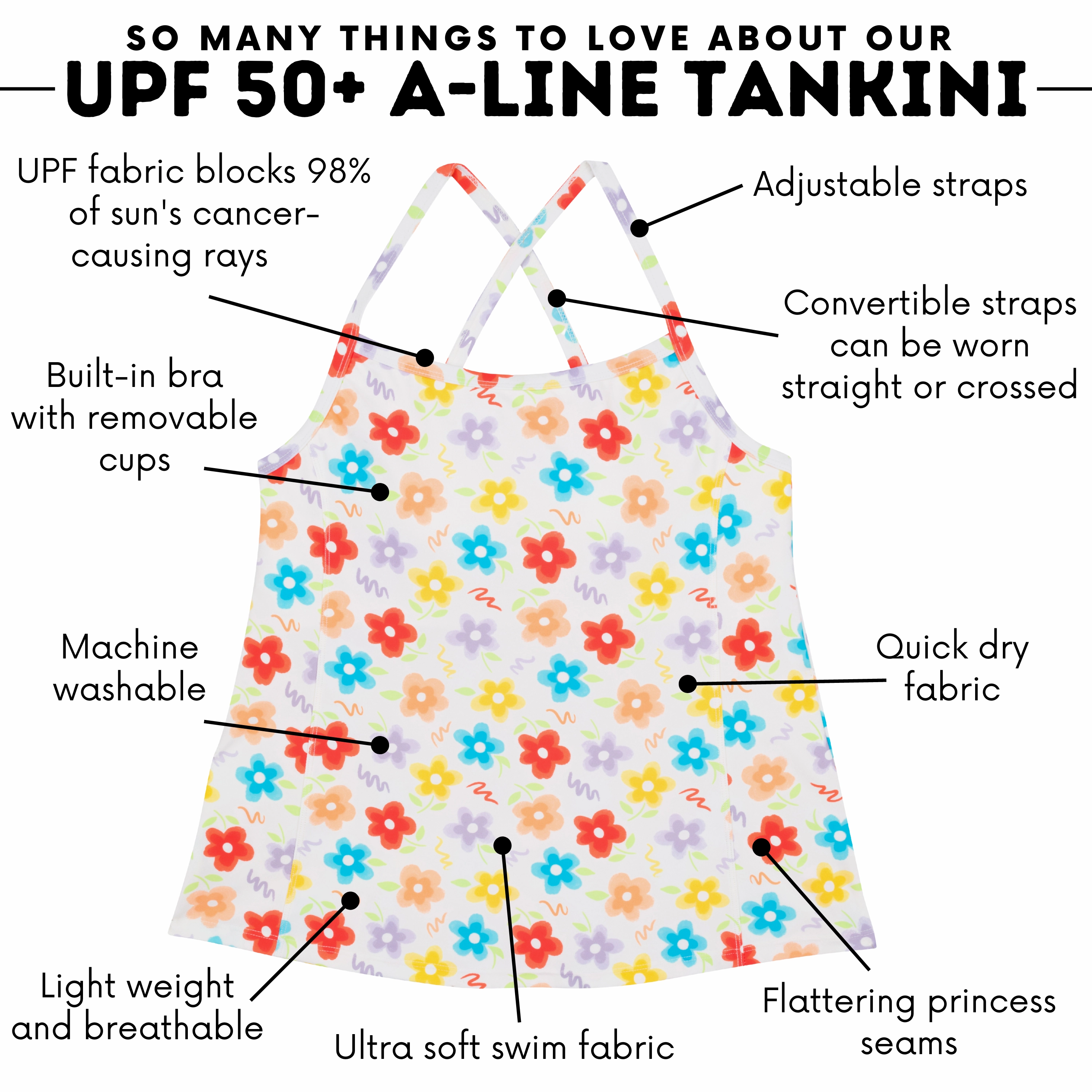 Women???s Strappy A-Line Tankini Top | ???Blossom???