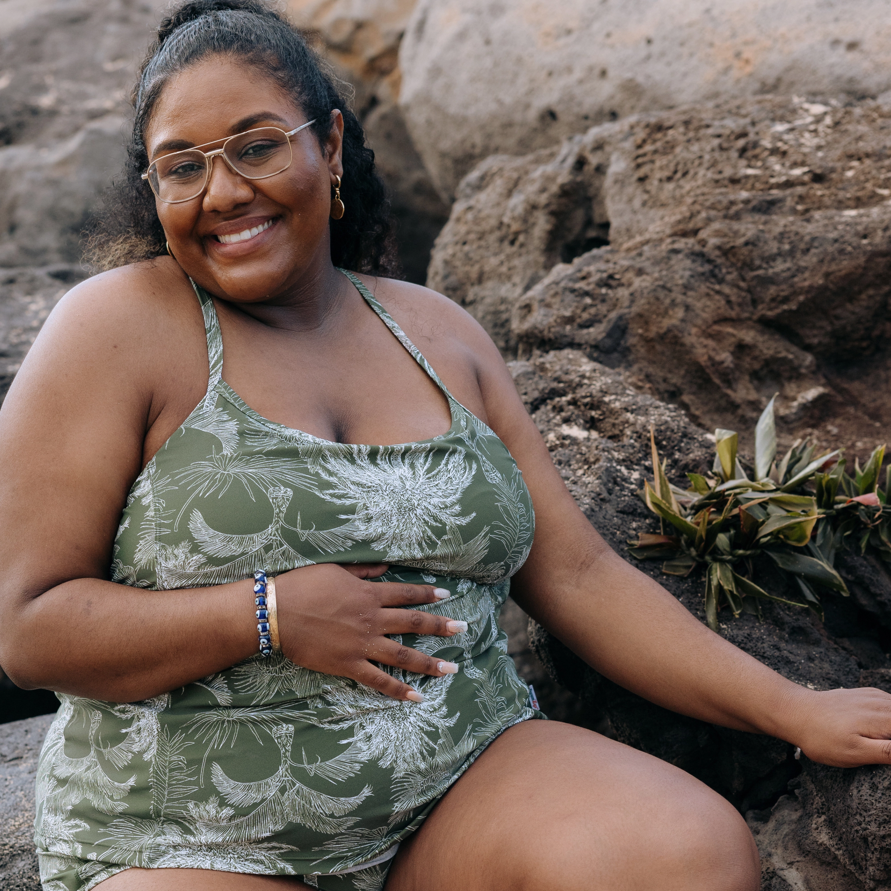 Women???s Strappy A-Line Tankini Top | ???Hawaiian Rainforest???