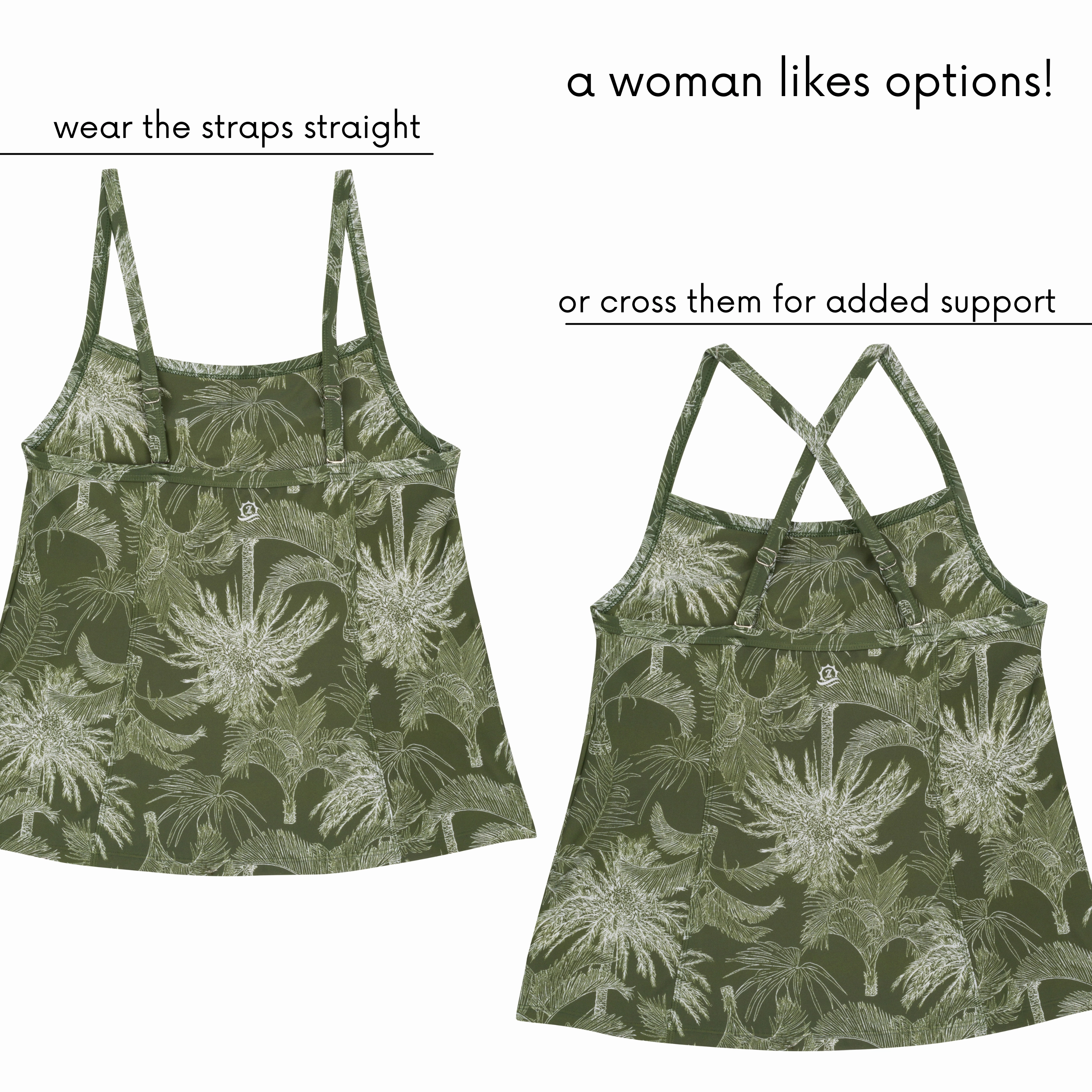 Women???s Strappy A-Line Tankini Top | ???Hawaiian Rainforest???