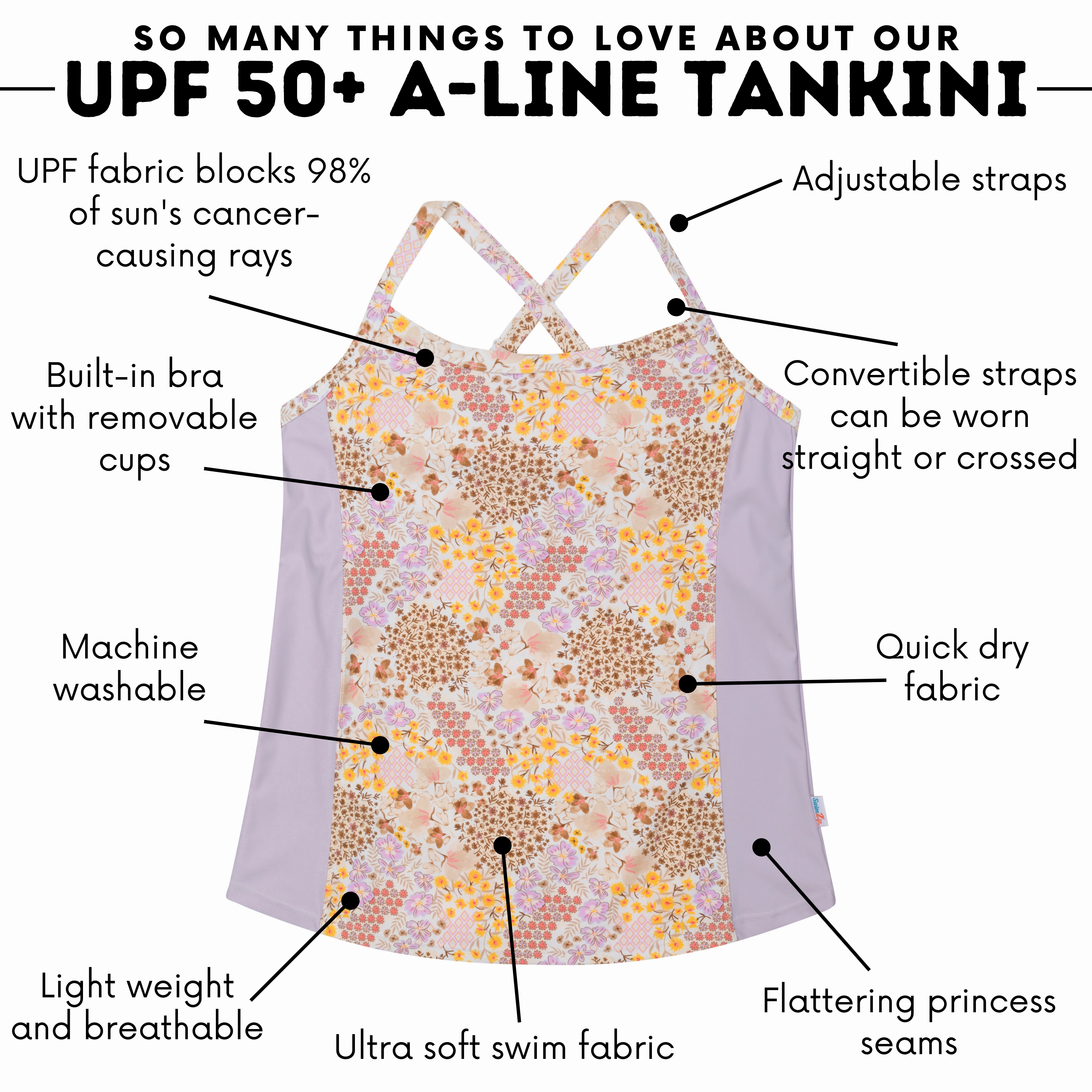 Women???s Strappy A-Line Tankini Top | ???Meadows???