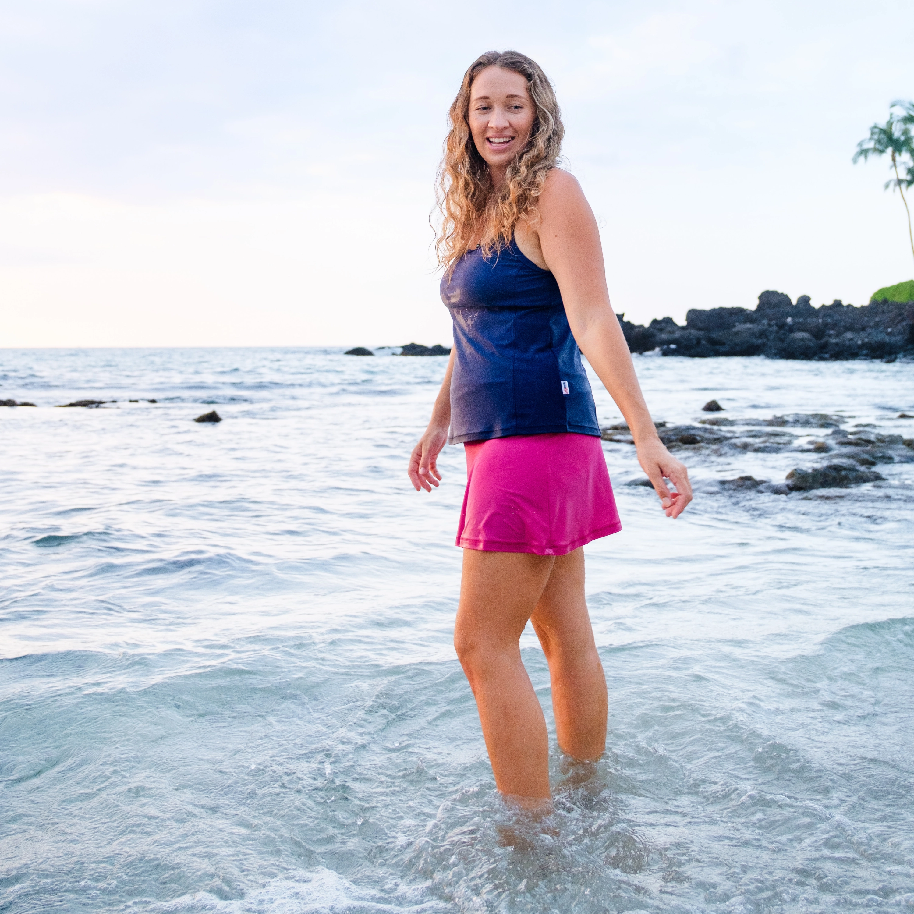 Women???s Strappy A-Line Tankini Top | ???Navy???