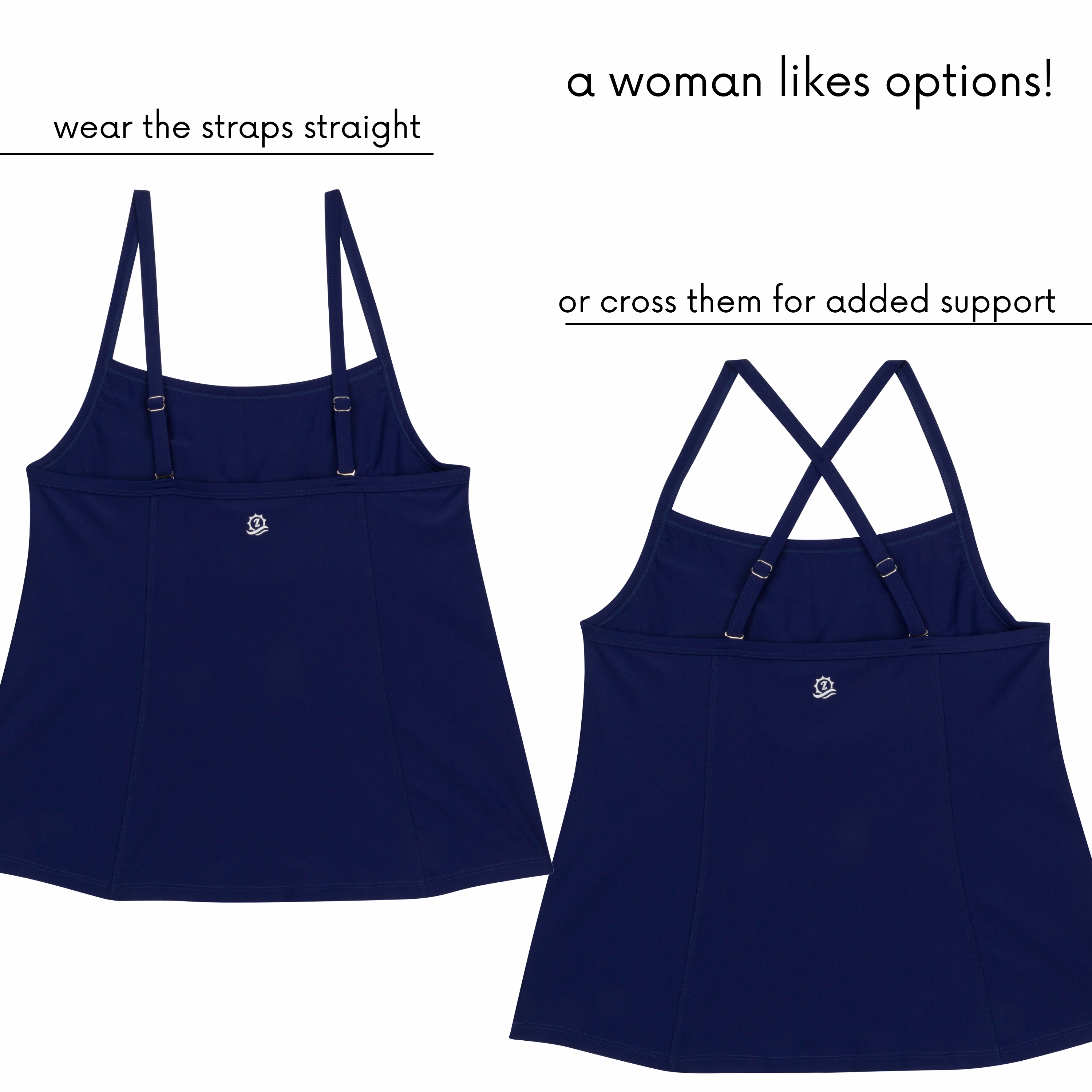 Women???s Strappy A-Line Tankini Top | ???Navy???