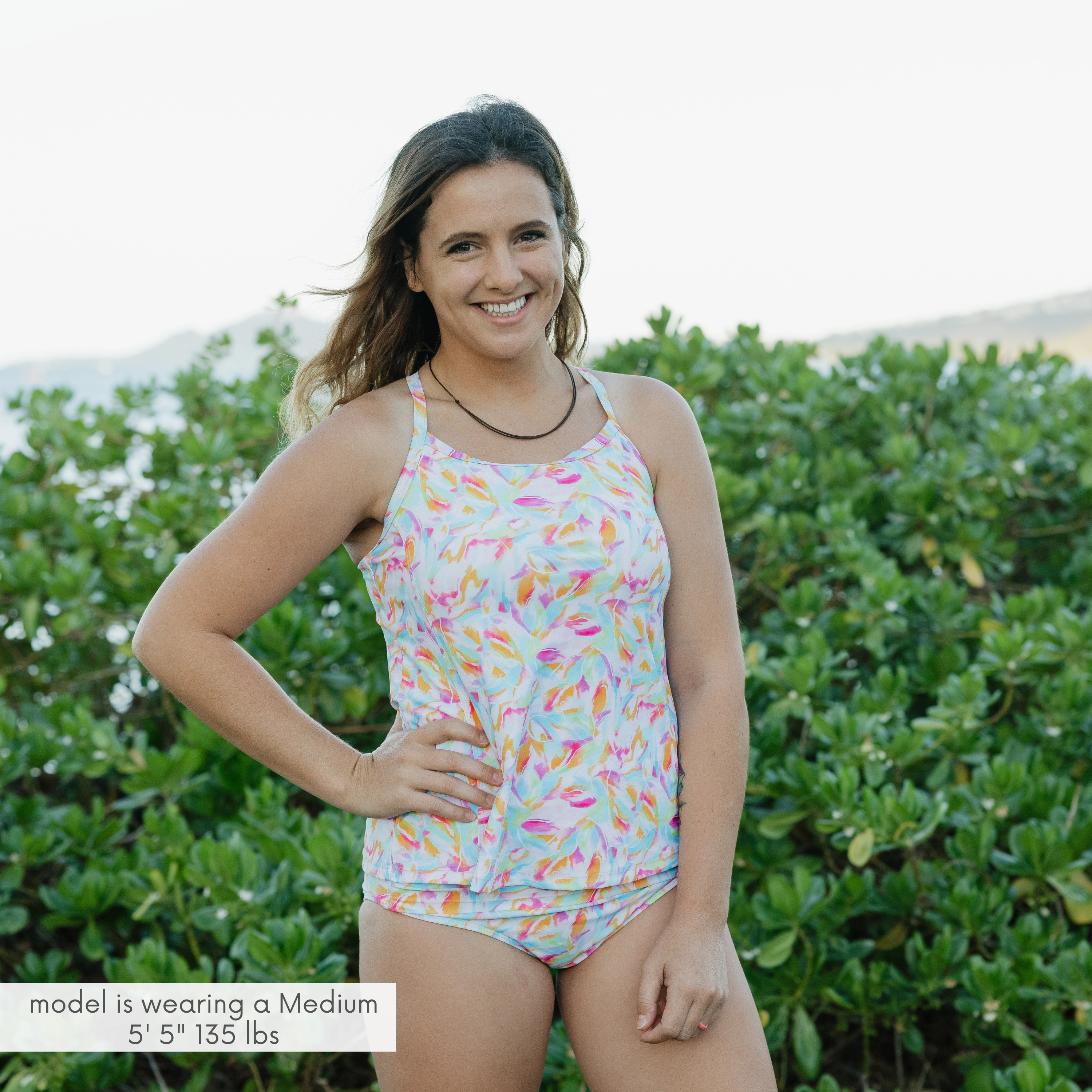 Women???s Strappy A-Line Tankini Top | ???Petals"