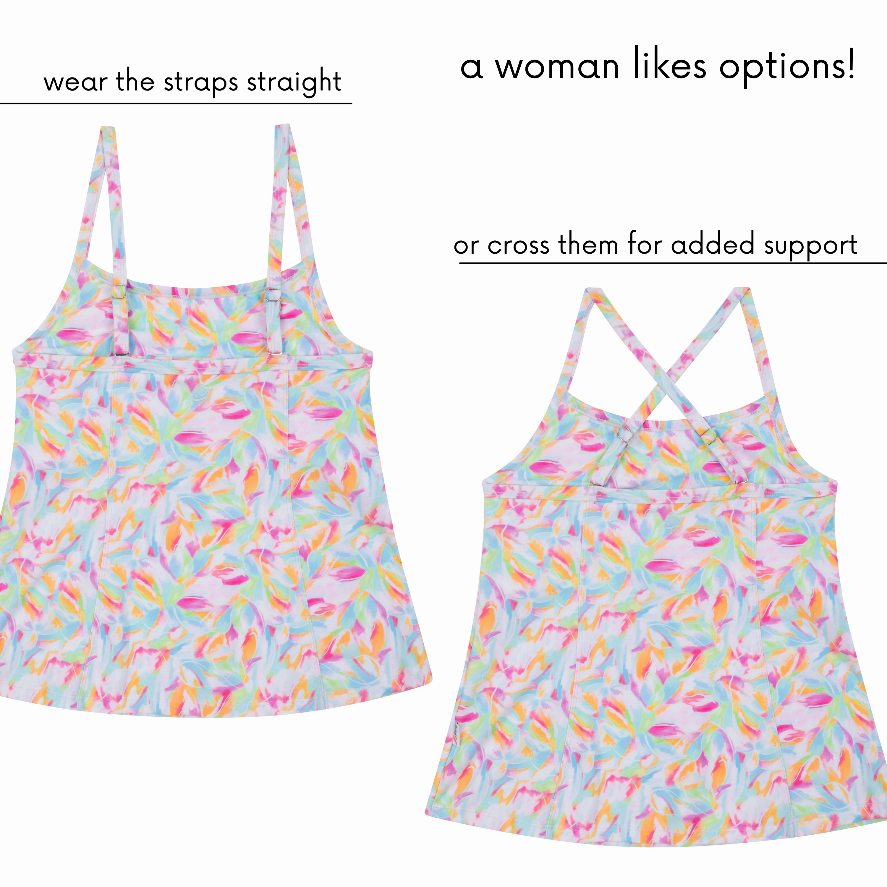 Women???s Strappy A-Line Tankini Top | ???Petals"