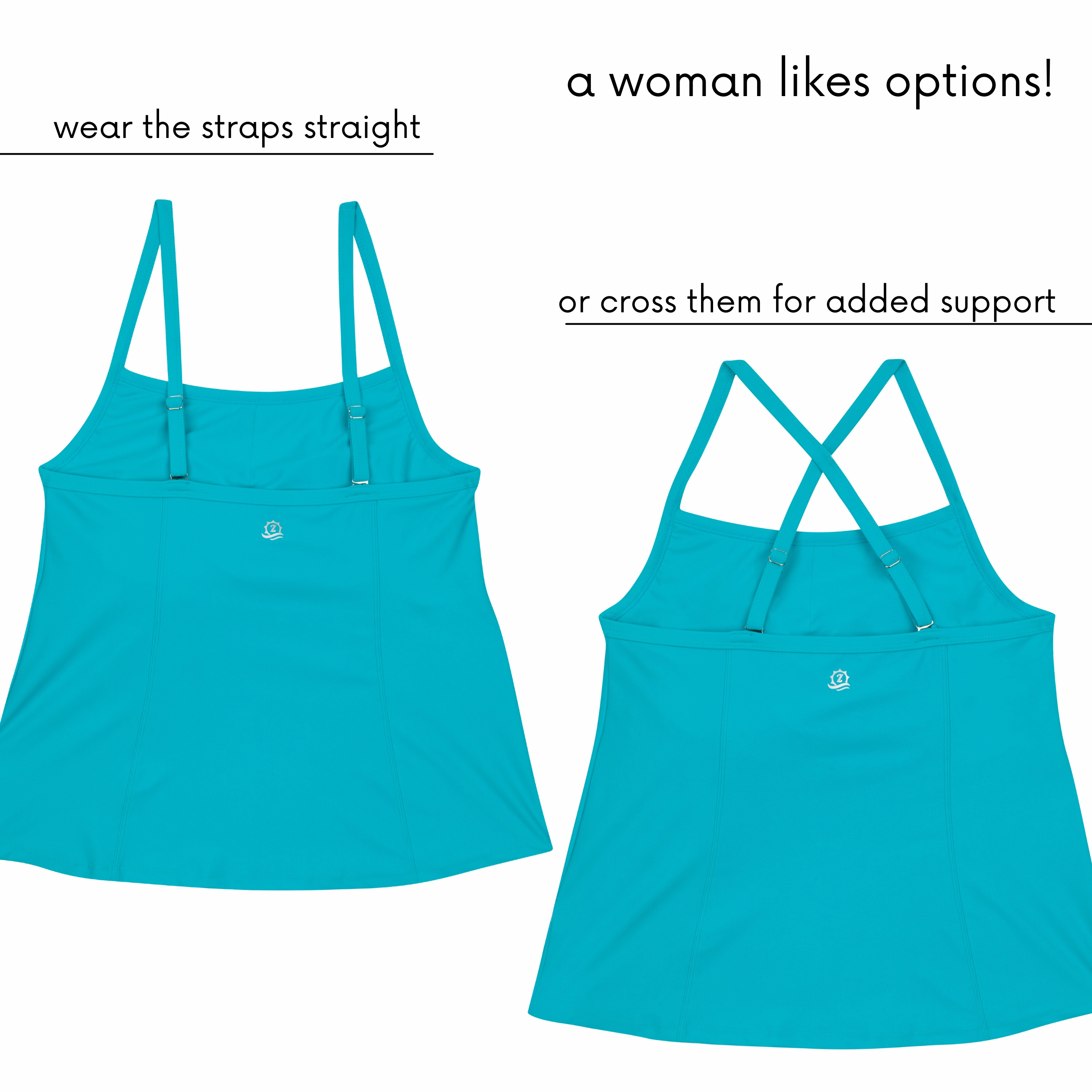 Women???s Strappy A-Line Tankini Top | ???Scuba Blue???