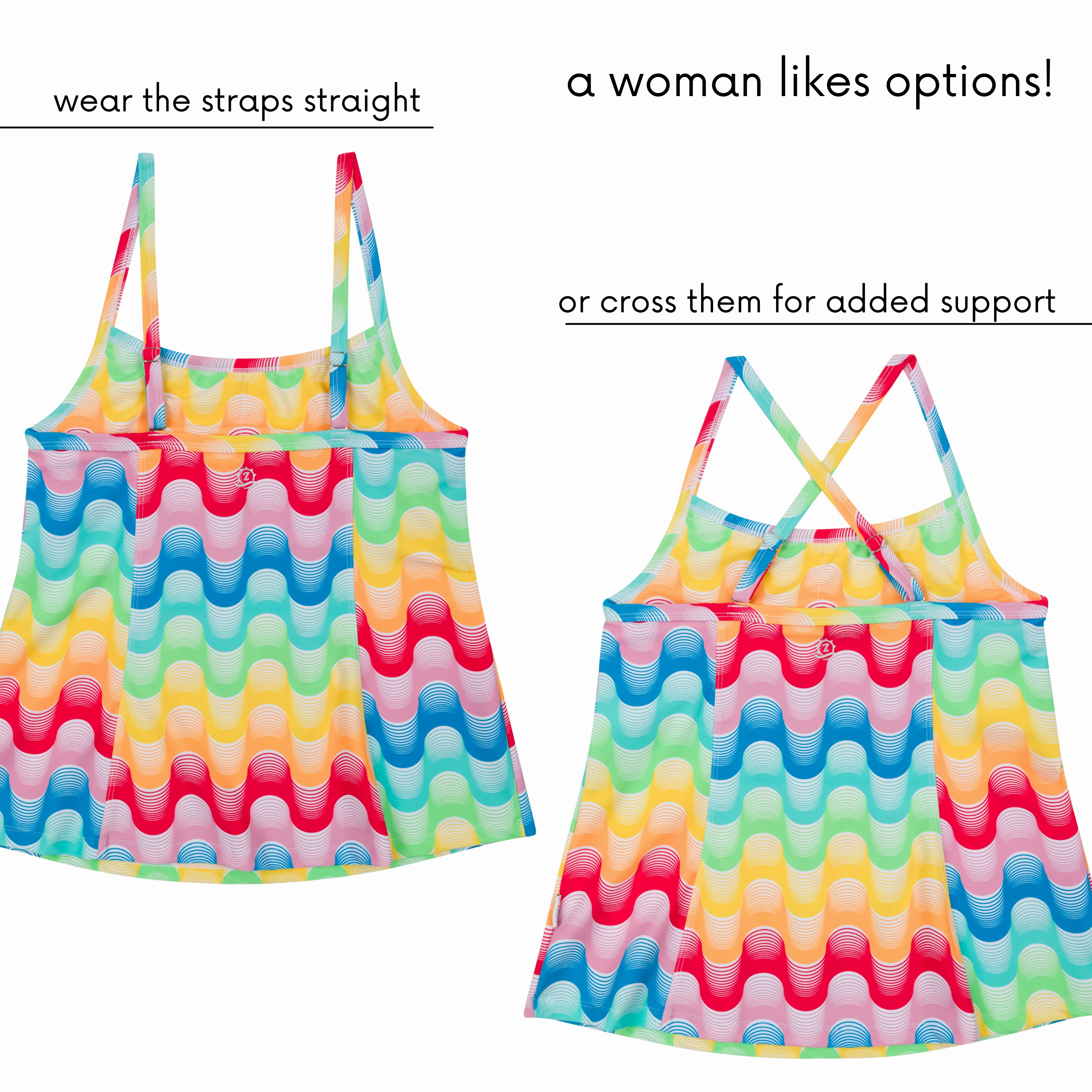 Women???s Strappy A-Line Tankini Top | ???Surf's Up"
