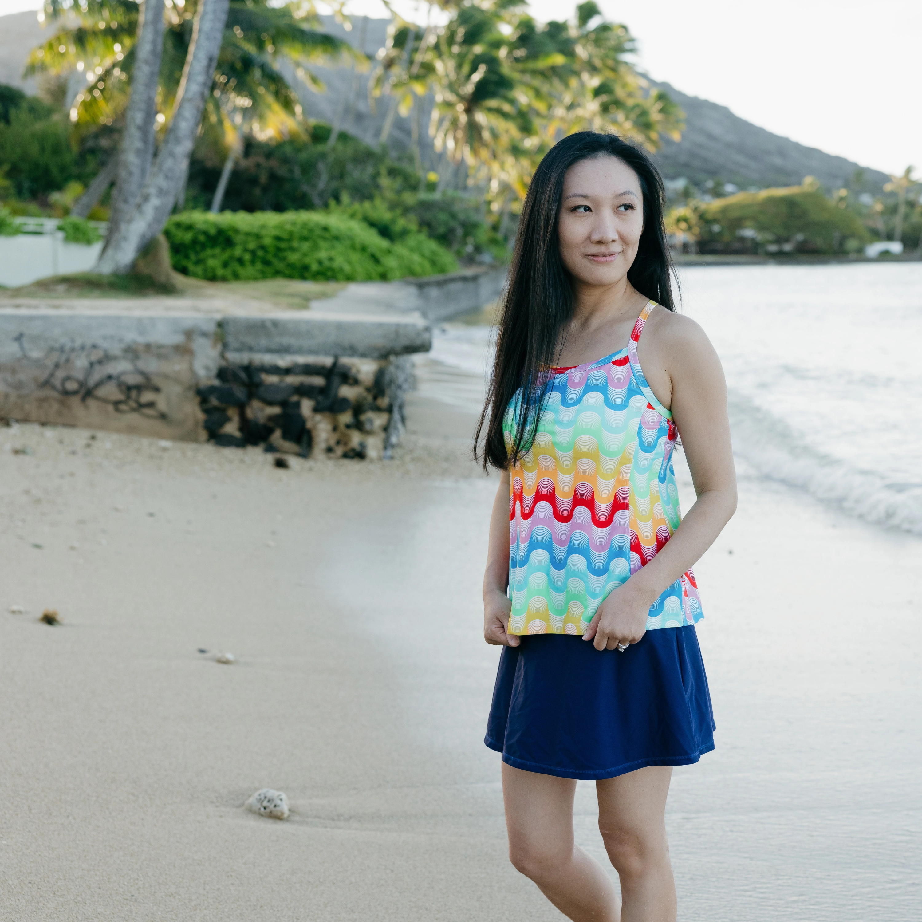 Women???s Strappy A-Line Tankini Top | ???Surf's Up"