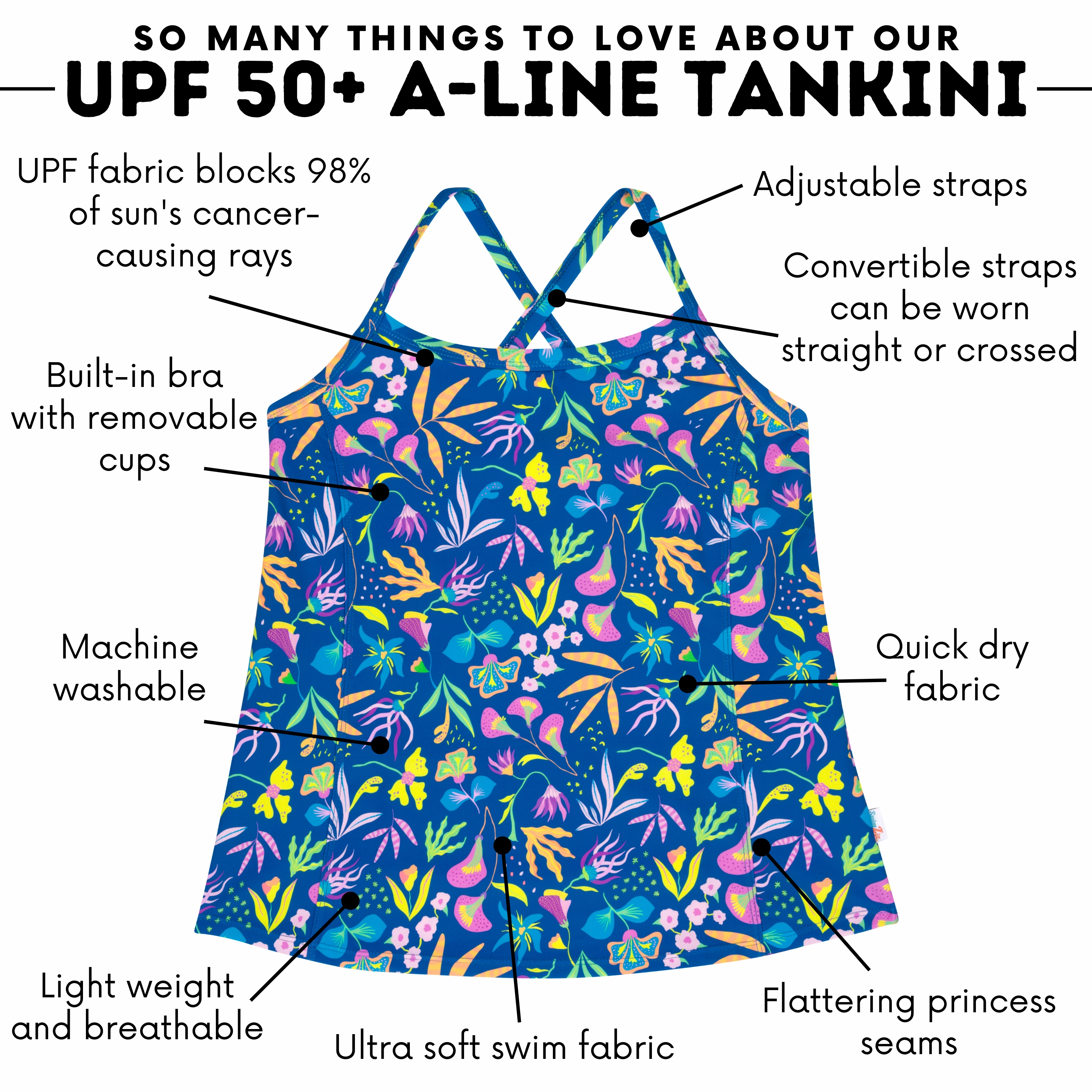 Women???s Strappy A-Line Tankini Top | ???Tropadelic???