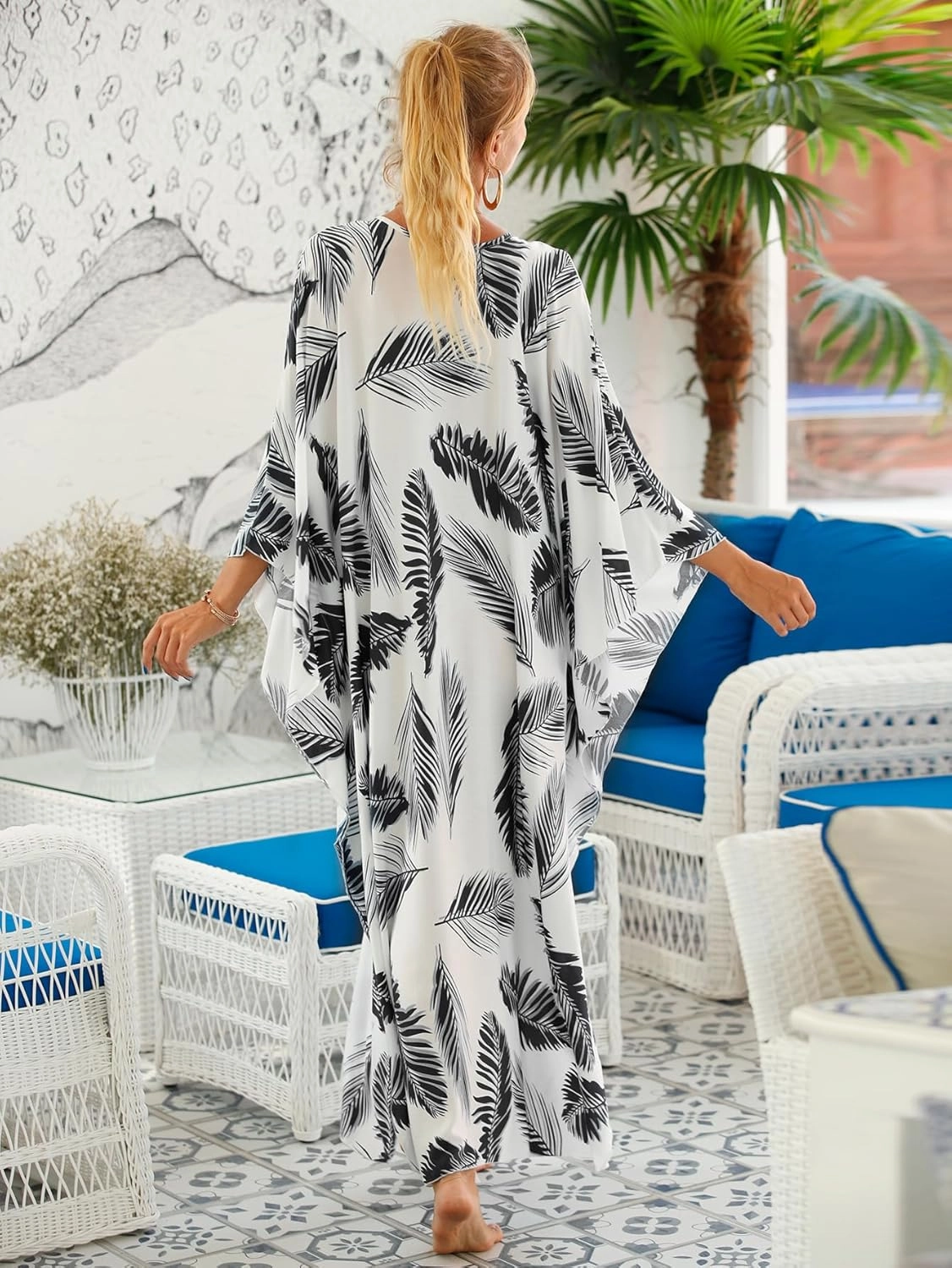 Women Animal Print Kaftan Dresses Plus Size Swimsuit Coverup 2025 Summer Bathing Suit Caftan Loungewear Beach Dress