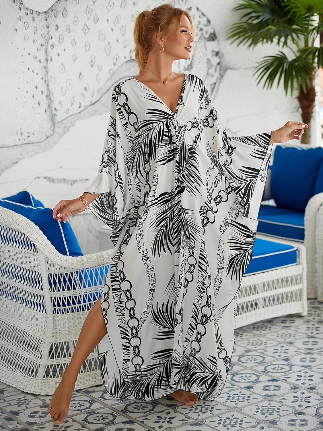 Women Animal Print Kaftan Dresses Plus Size Swimsuit Coverup 2025 Summer Bathing Suit Caftan Loungewear Beach Dress