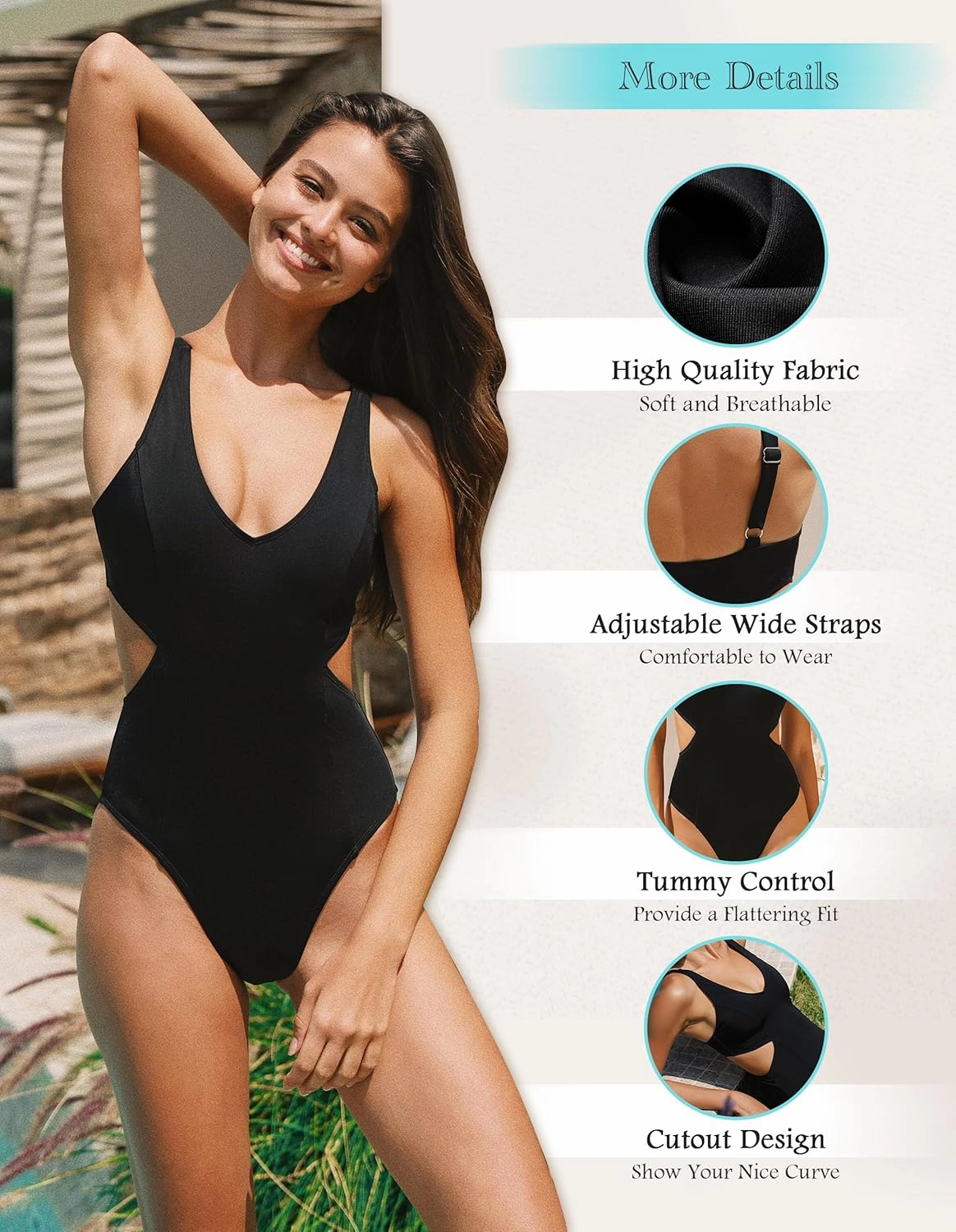 Women One Piece Swimsuit Cut Out Monokini Swimwear