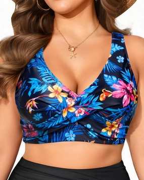 Women Plus Size Bikini Top - Twist Front Swimsuit Top Push Up Full Coverage Bathing Suit 2025 Swim Bra for Large Bust