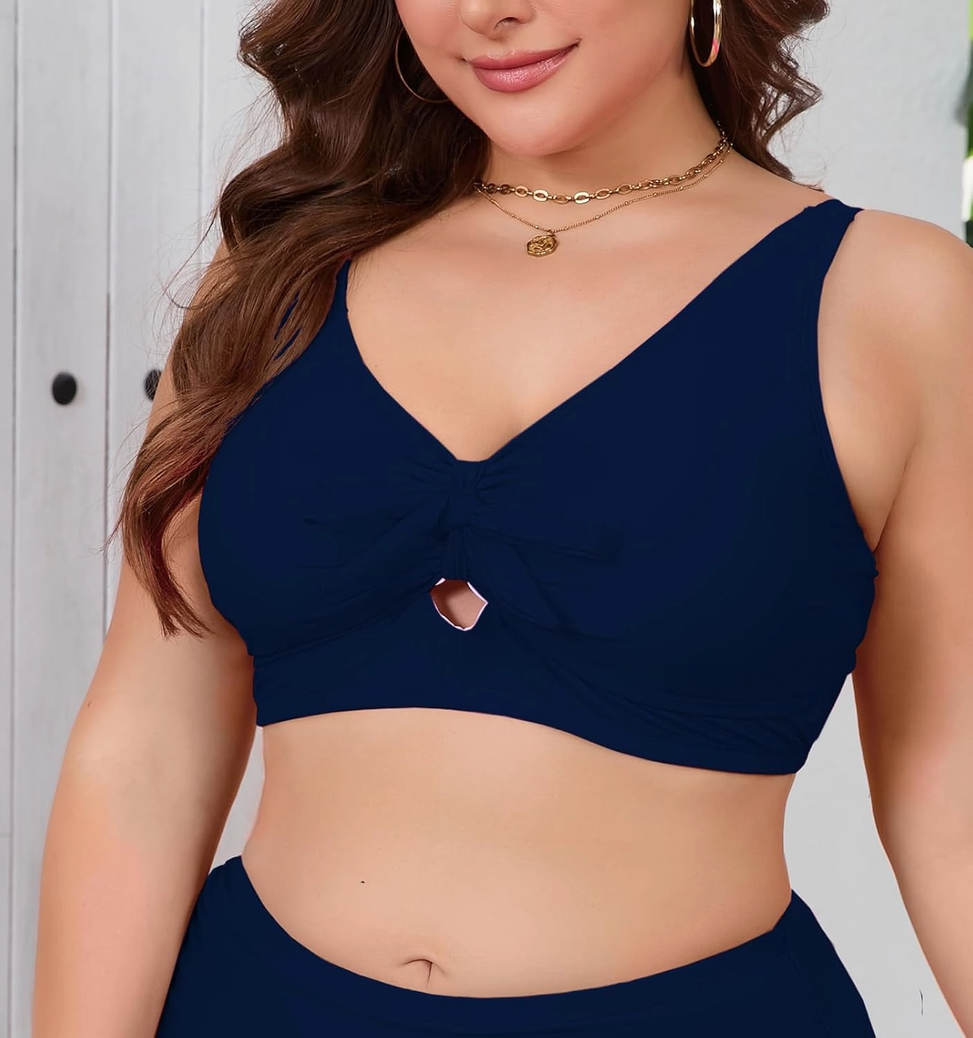 Women Plus Size Bikini Top Push Up Knot Front Bikini Top Only Bathing Suit Tops for Women Large Bust Full Coverage 2025