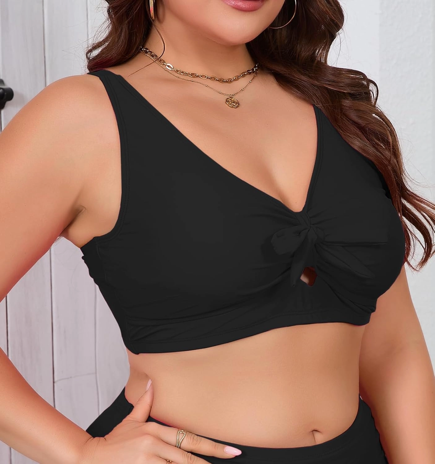Women Plus Size Bikini Top Push Up Knot Front Bikini Top Only Bathing Suit Tops for Women Large Bust Full Coverage 2025