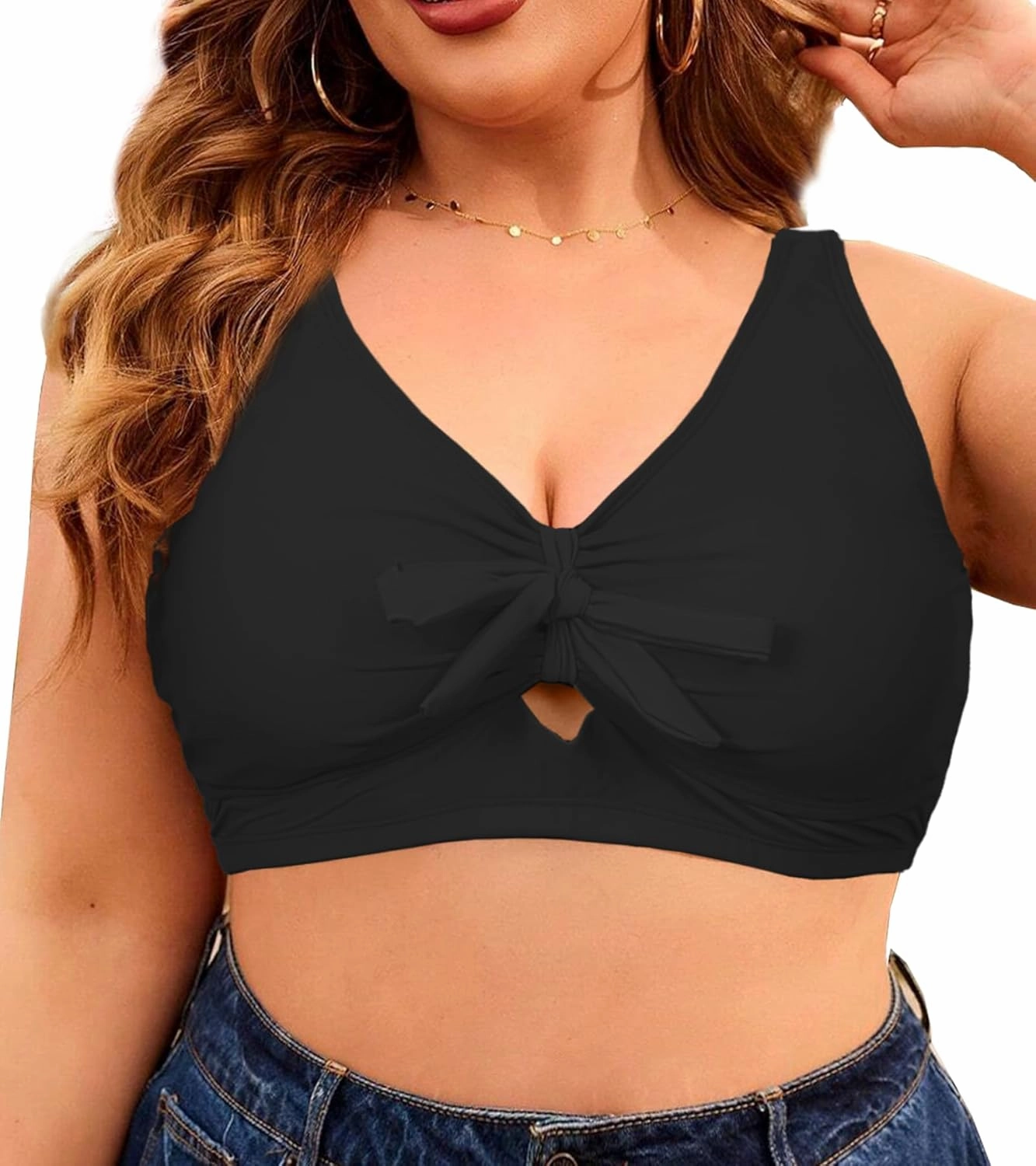 Women Plus Size Bikini Top Push Up Knot Front Bikini Top Only Bathing Suit Tops for Women Large Bust Full Coverage 2025