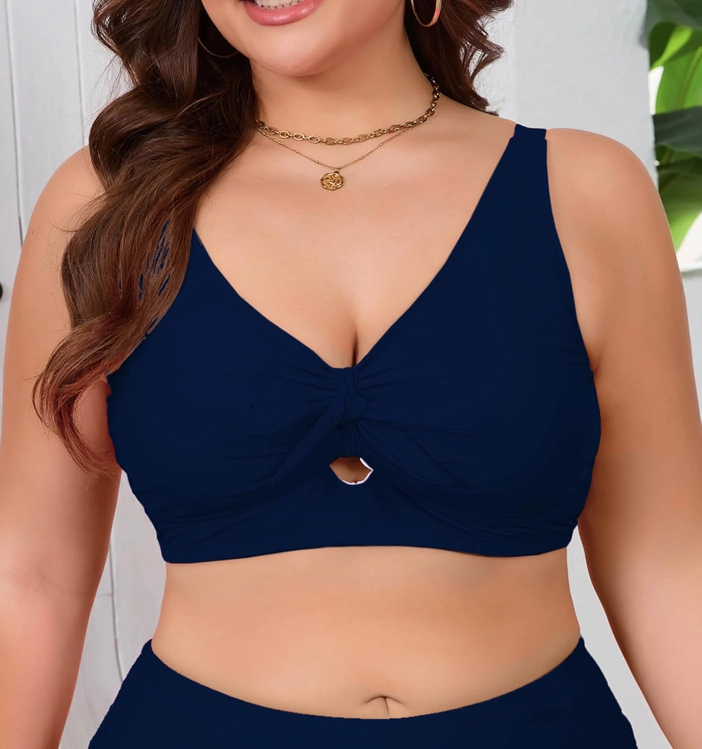 Women Plus Size Bikini Top Push Up Knot Front Bikini Top Only Bathing Suit Tops for Women Large Bust Full Coverage 2025