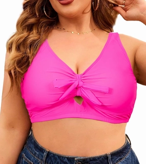 Women Plus Size Bikini Top Push Up Knot Front Bikini Top Only Bathing Suit Tops for Women Large Bust Full Coverage 2025