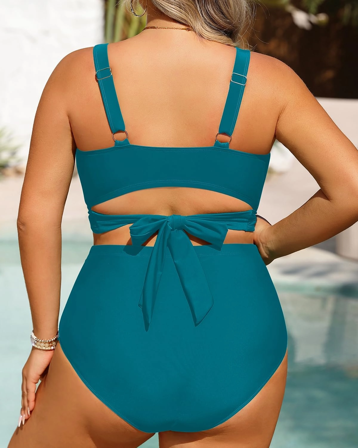 Women Plus Size High Waisted Bikini - Two Piece Swimsuit Tummy Control Bathing Suit Wrap Tie Back 2025 Swimwear