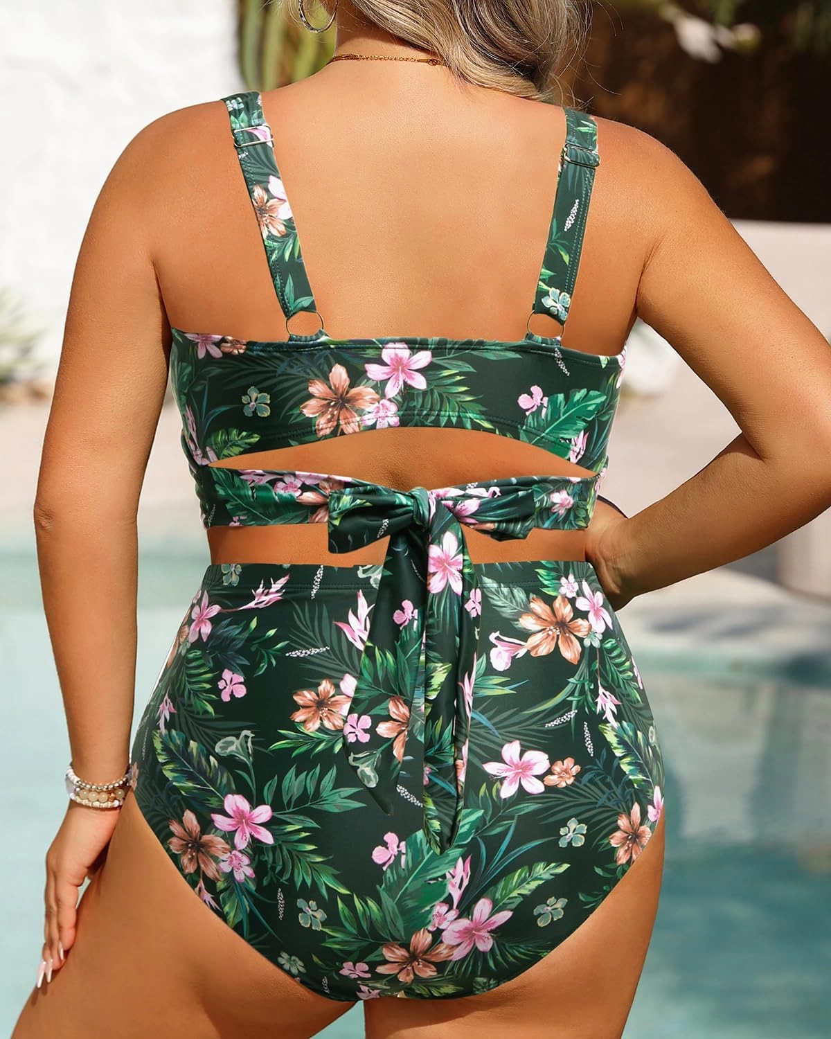 Women Plus Size High Waisted Bikini - Two Piece Swimsuit Tummy Control Bathing Suit Wrap Tie Back 2025 Swimwear
